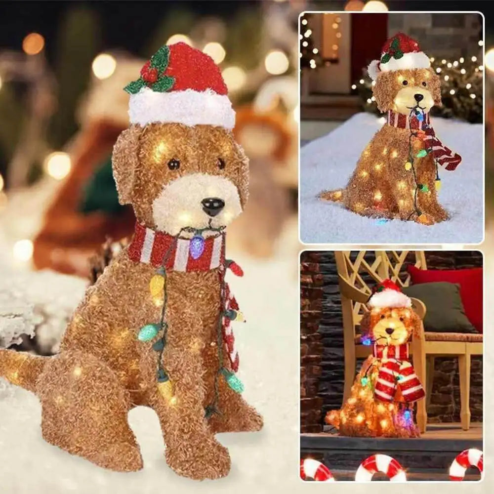 Illuminated Acrylic Dog Garden Stake for Christmas