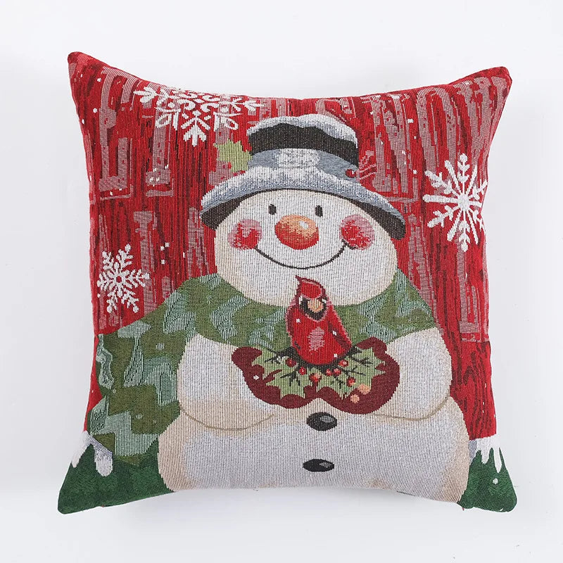 Festive Cartoon Elk Snowman Christmas Pillow Cover - Image 10