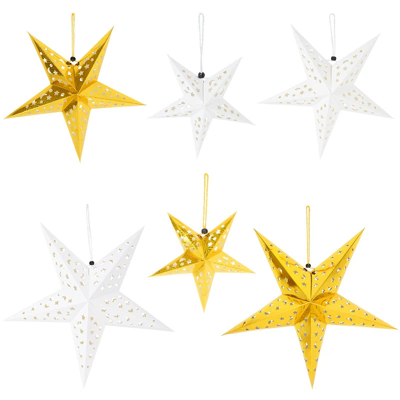 Gold & White Star Lanterns: Perfect for Christmas Décor - Image 18