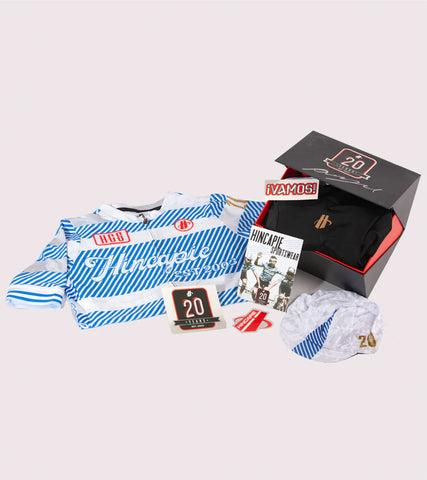 gift box with Hincapie anniversary jersey, bib, and cap