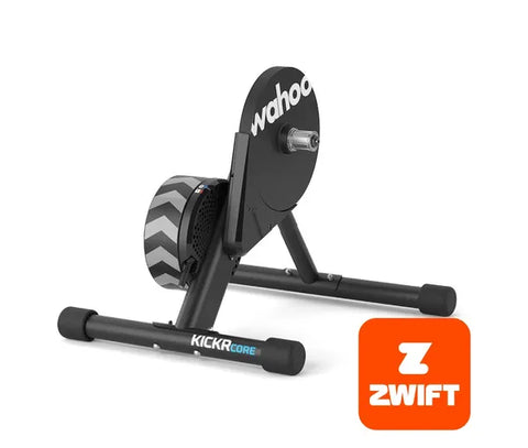 Wahoo bike trainer with Zwift logo