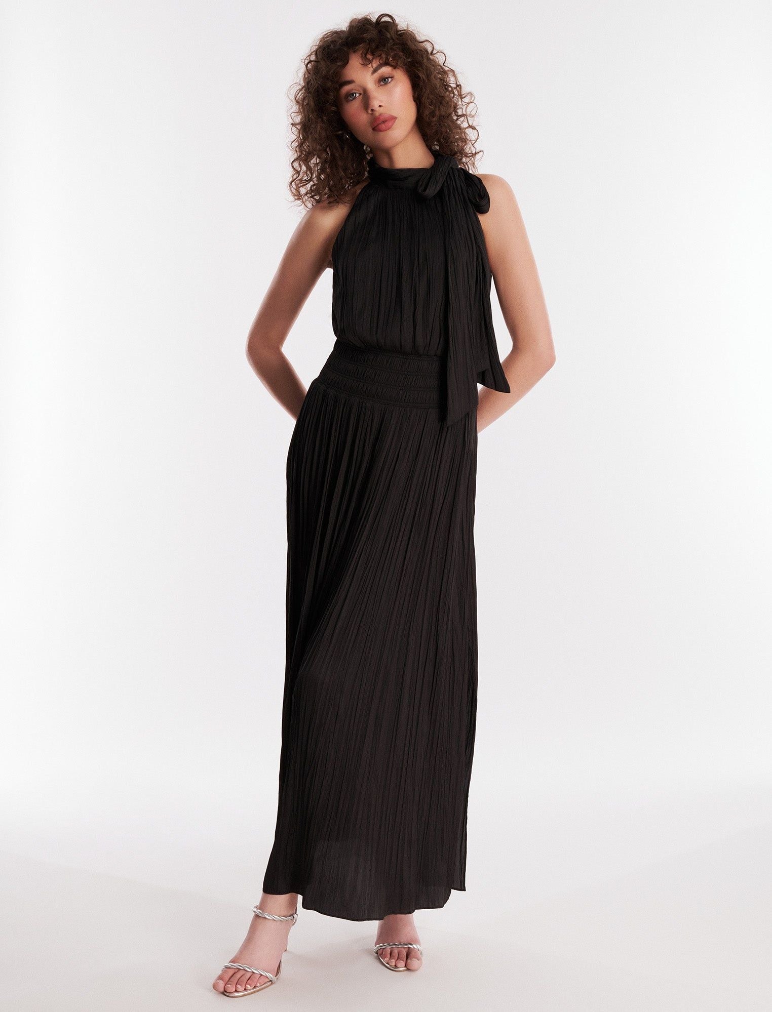 BCBGMAXAZRIA Xenia Halter Gown In Black Fluid Fits By Varuna