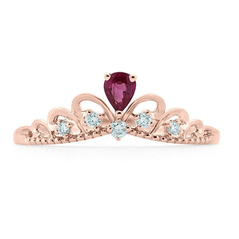 18ct rose gold ruby and diamond tiara ring