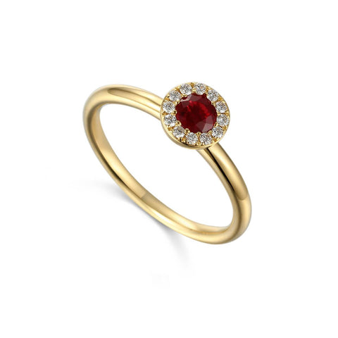 A&S Birthstone Collection 9ct yellow gold ruby and diamond July birthstone ring