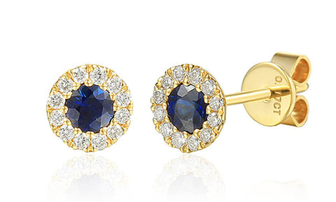 A&S Birthstone Collection 9ct yellow gold sapphire and diamond September birthstone stud earrings