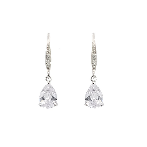 teardrop bridal earrings in silver