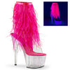 Pink Fluffy Ankle Boots Pleaser Peep Toes