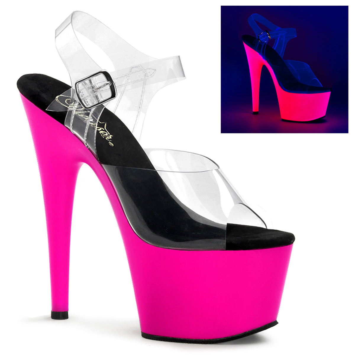 Heel Clear Neon Pink Pole Dancing Shoes 