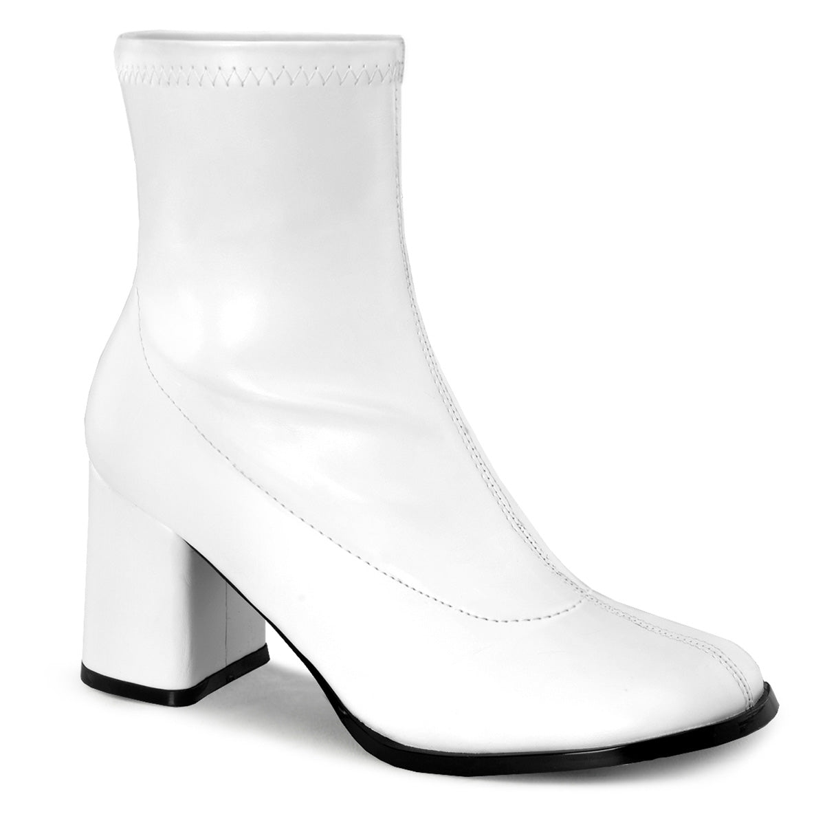 white patent leather gogo boots