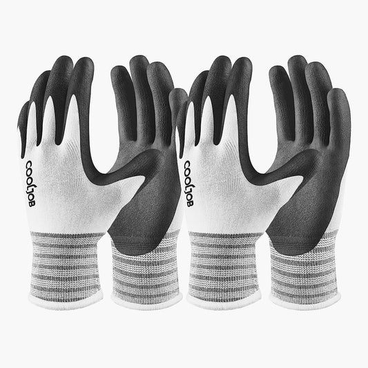 COOLJOB Large Garden Work Gloves for Men Women Non-slip, 10 Pairs Bulk  Nitrile Rubber Coated Working Yard Gloves with Grip, Palm Dipped Oil  Resistant and Hand-friendly, Black Blue Gray, Multi Pack 