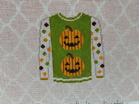 2 Pumpkins on Green Sweater