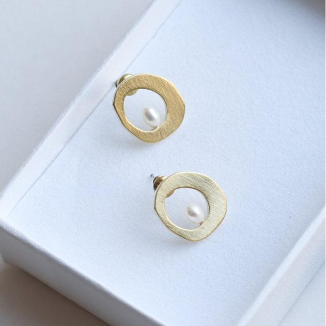 Delicate Freshwater Pearl Gold Stud Earrings