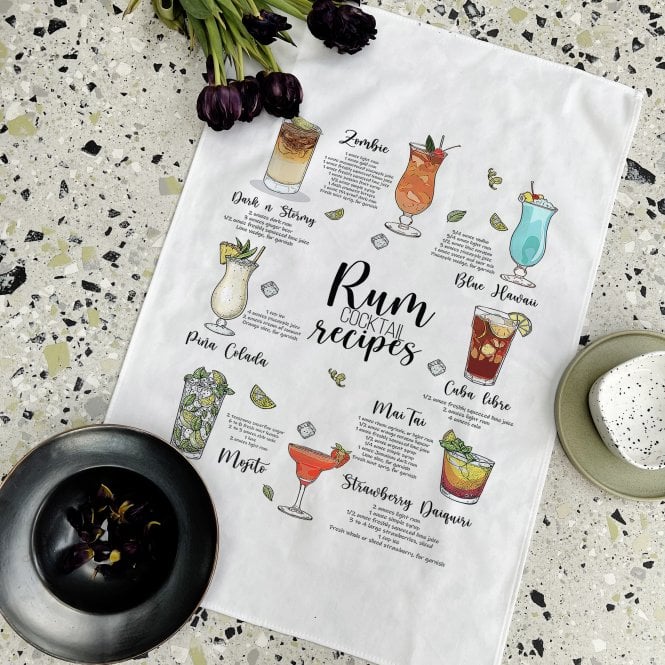 cocktail recipe tea towel