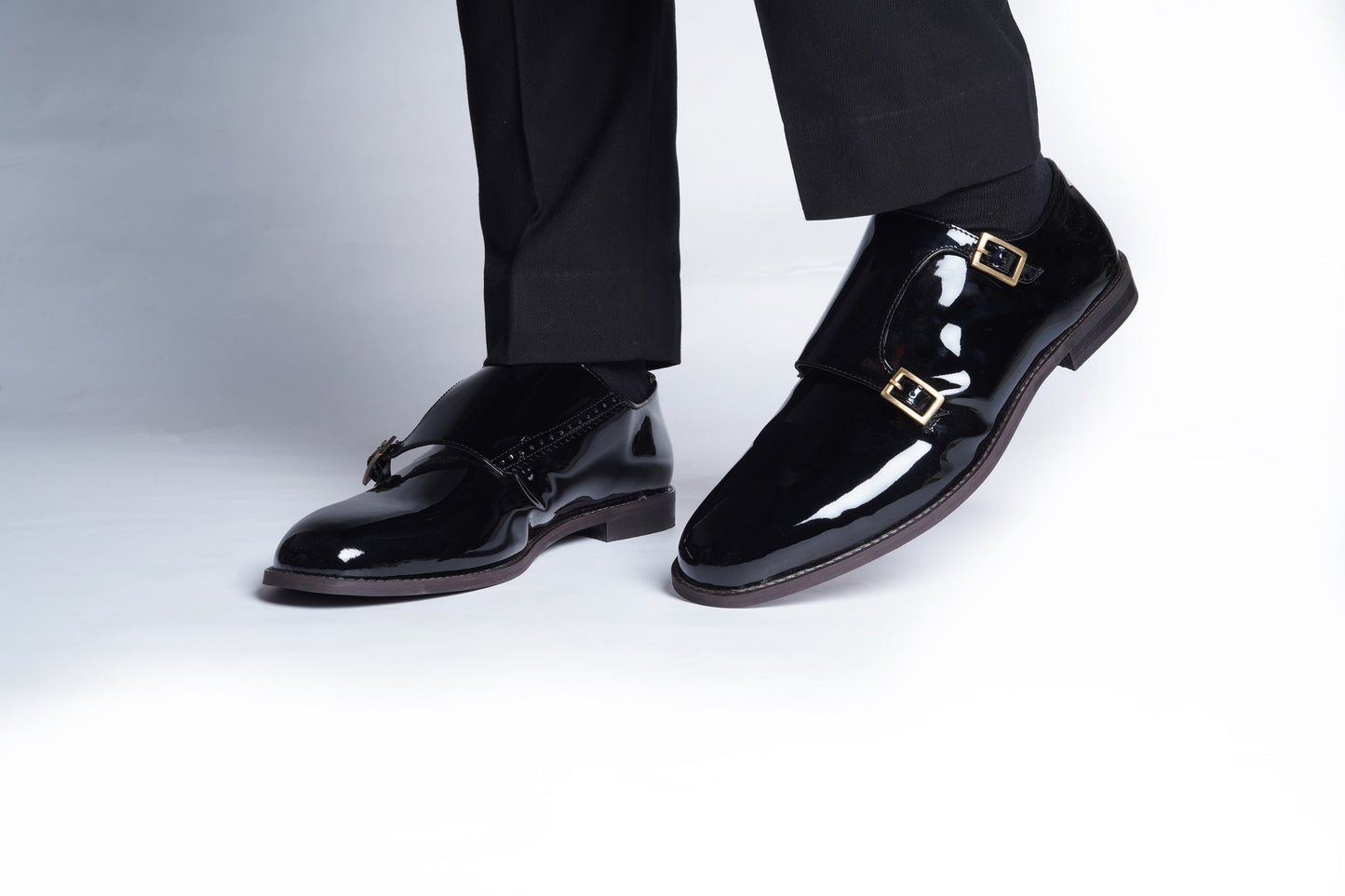 PATENT LEATHER MONK STRAPS