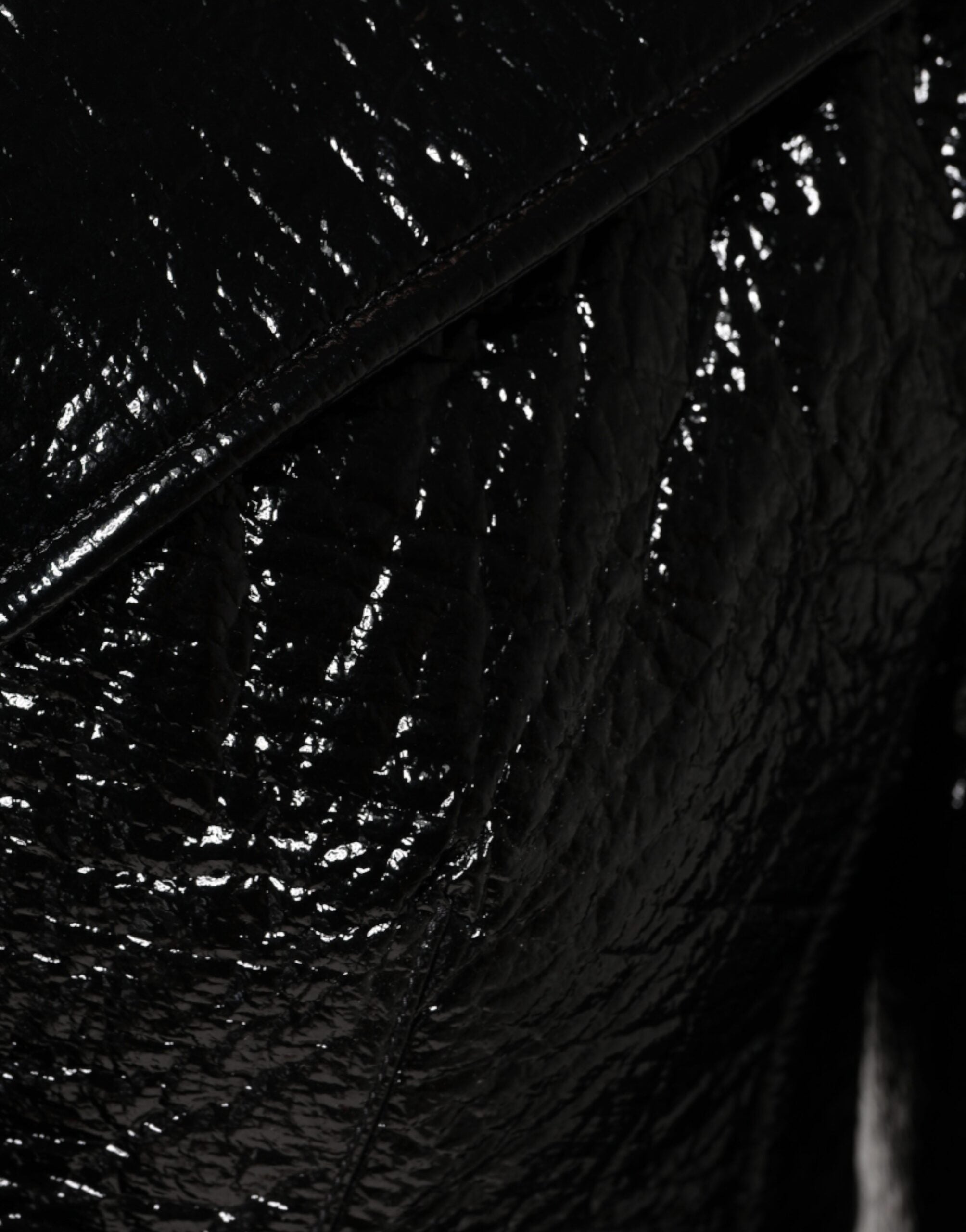 Dolce & Gabbana Dolce & Gabbana Black Leather Cropped Long Sleeve Coat Jacket/IT40|S/Black - CLOSO