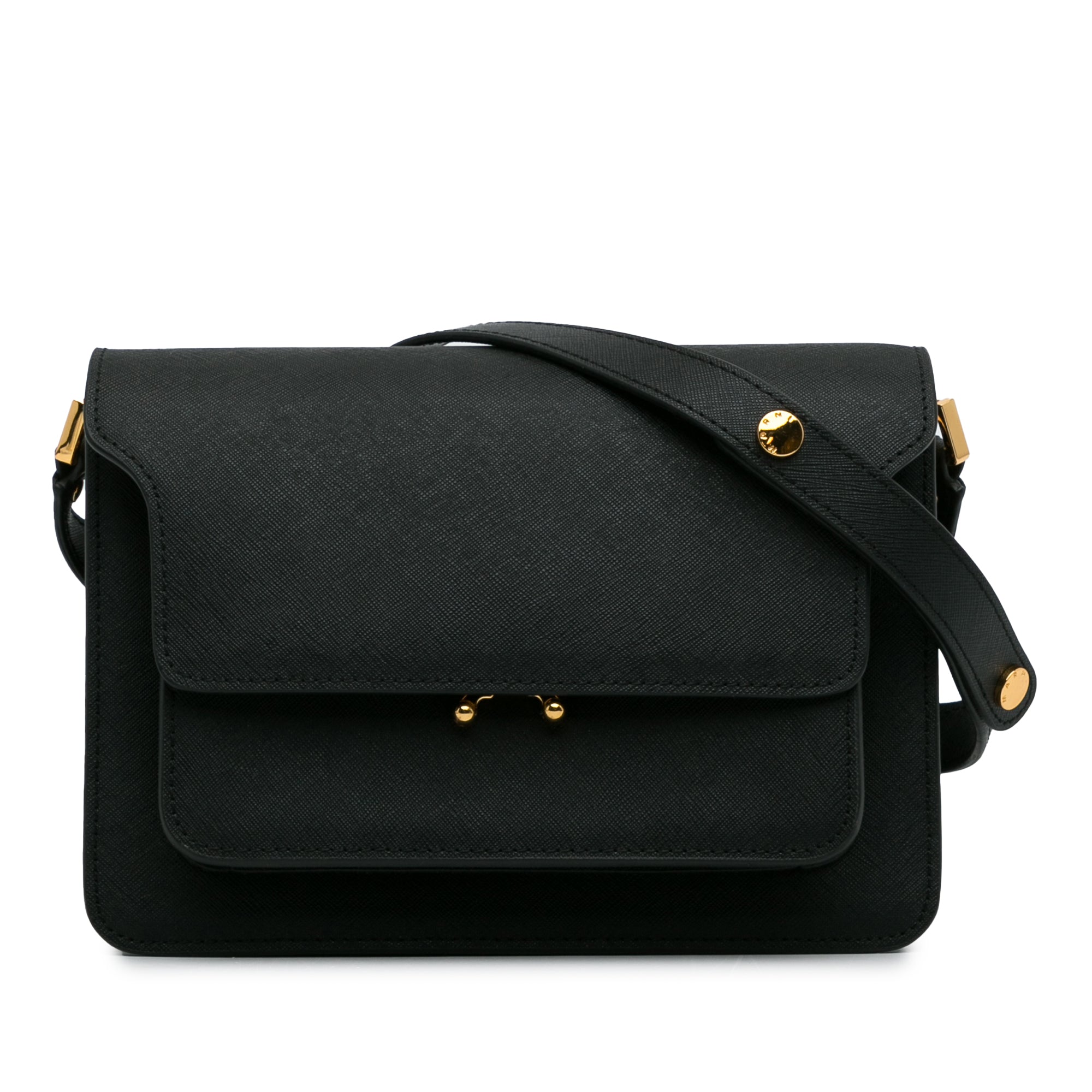 Black Trunk Leather Shoulder Bag