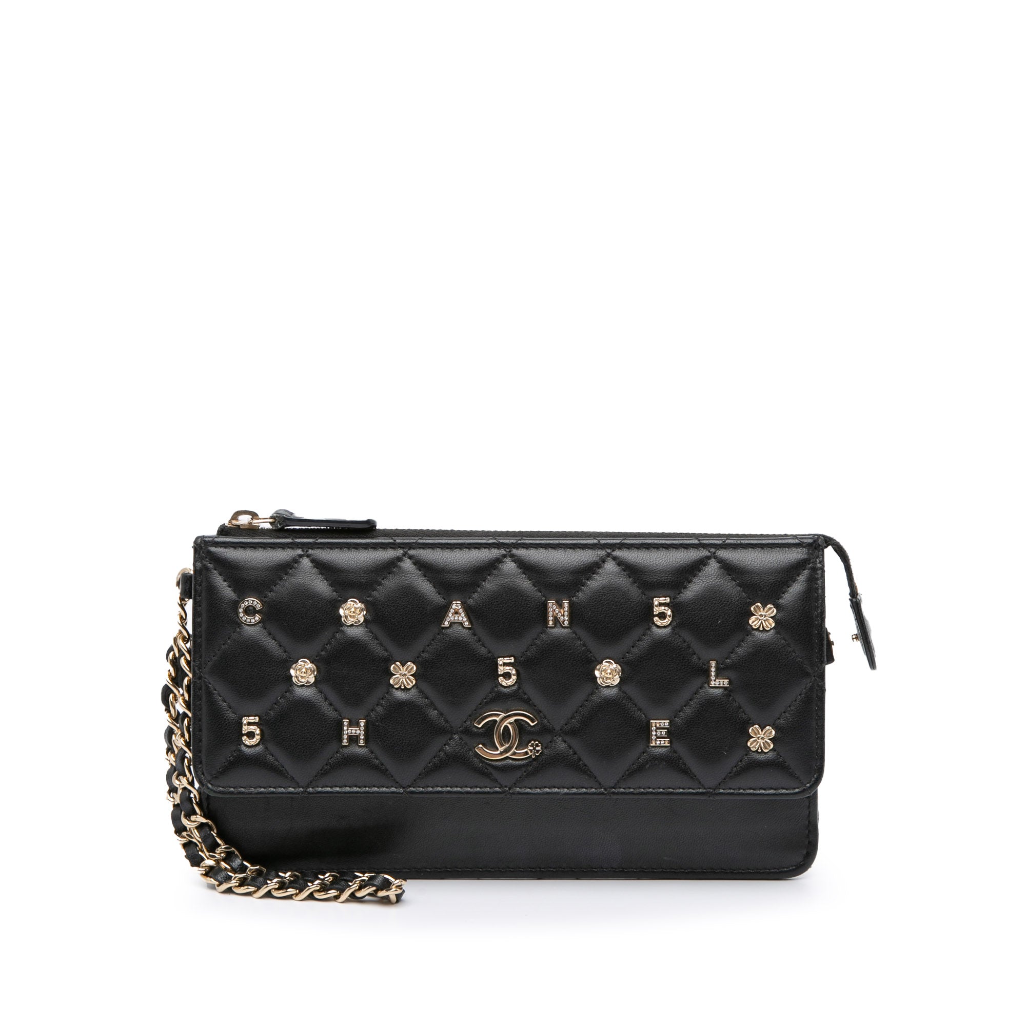 image of Black Chanel Quilted Lambskin All About Chanel Clutch On Chain