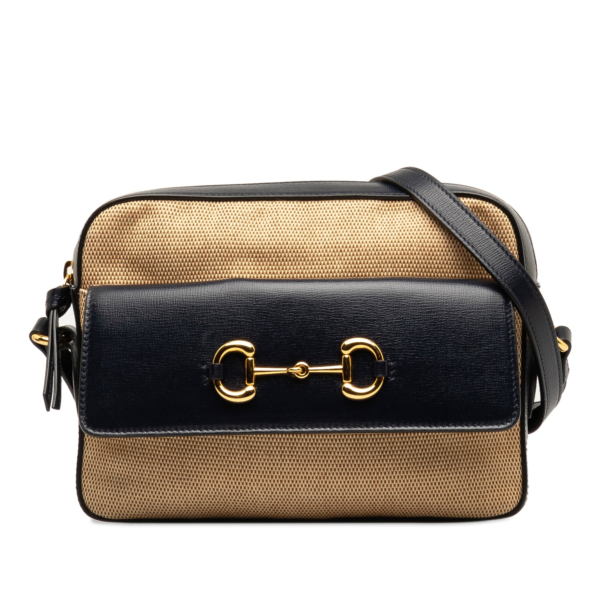 Image of Tan Gucci Horsebit 1955 Flap Pocket Camera Bag