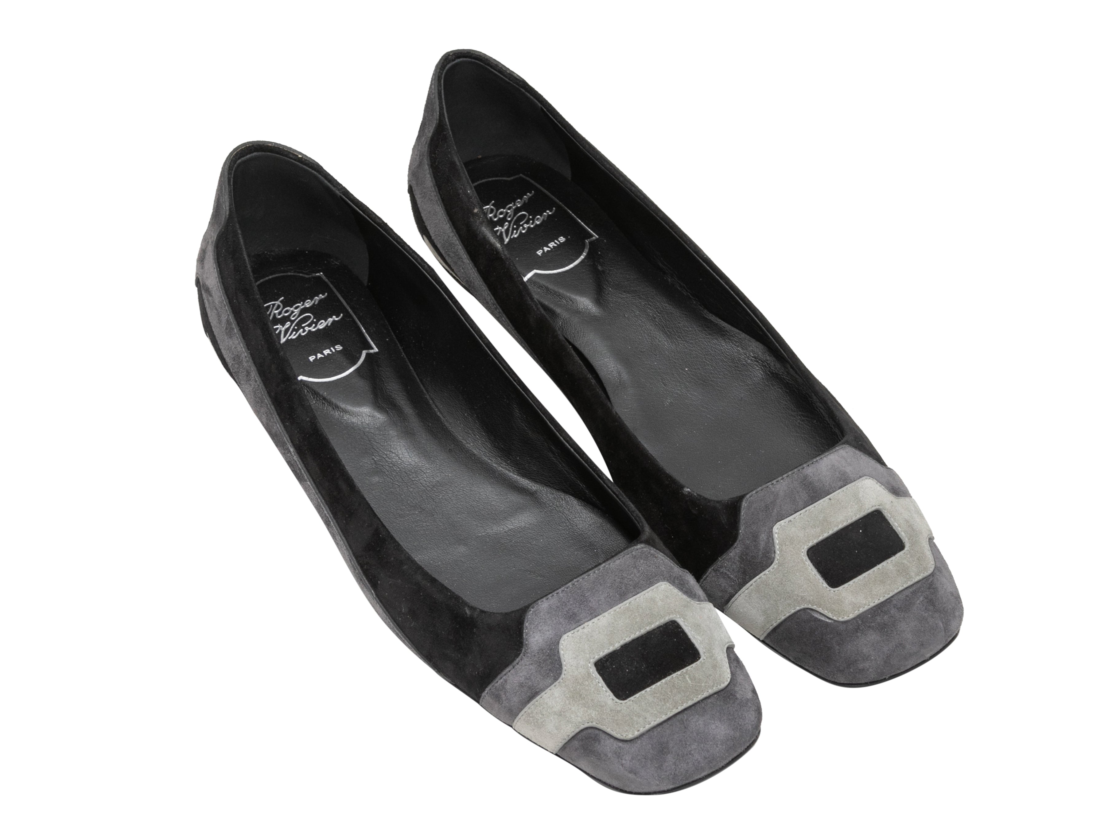 Black & Grey Suede Ballet Flats Size 39