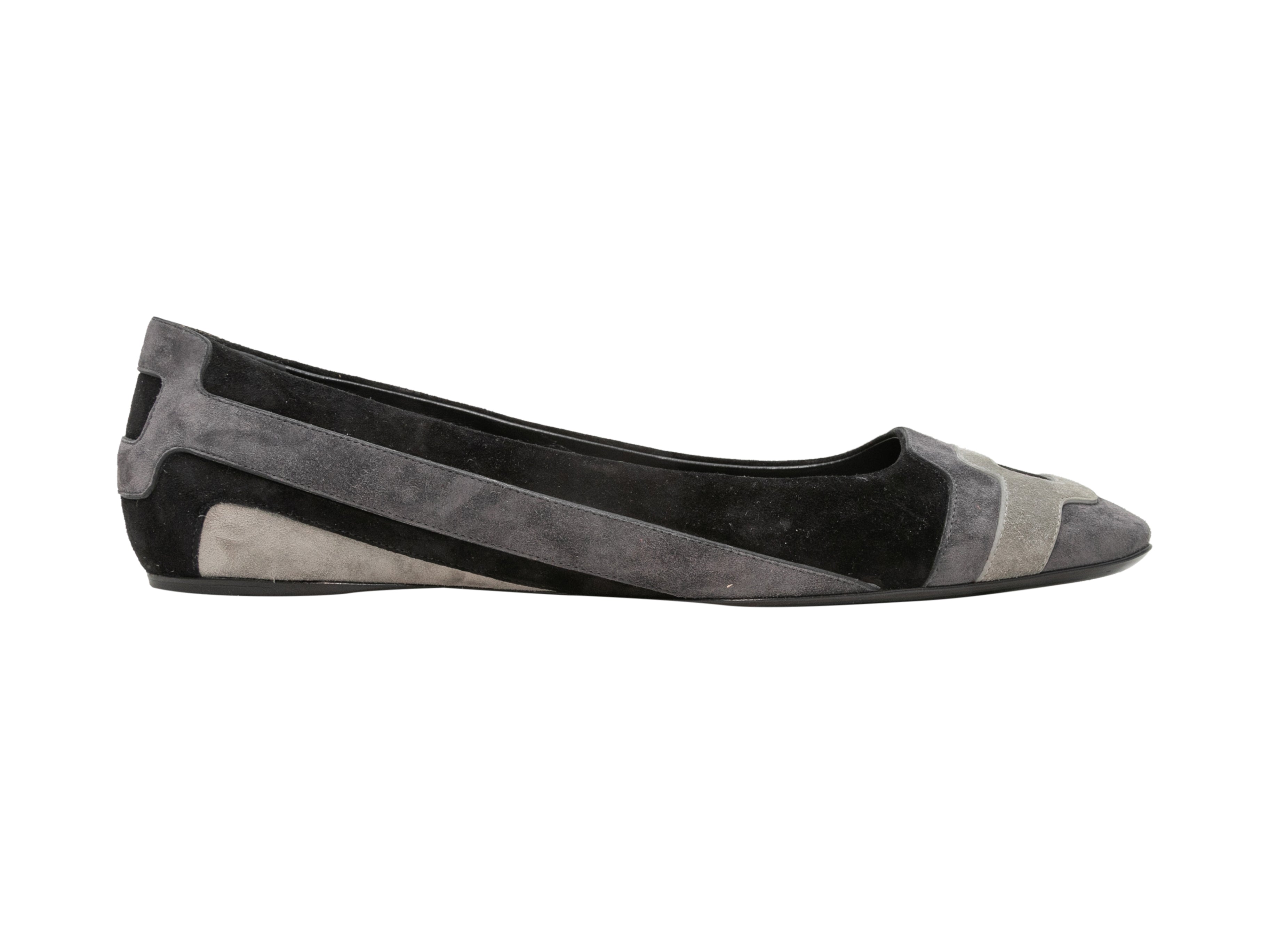 Black & Grey Suede Ballet Flats Size 39