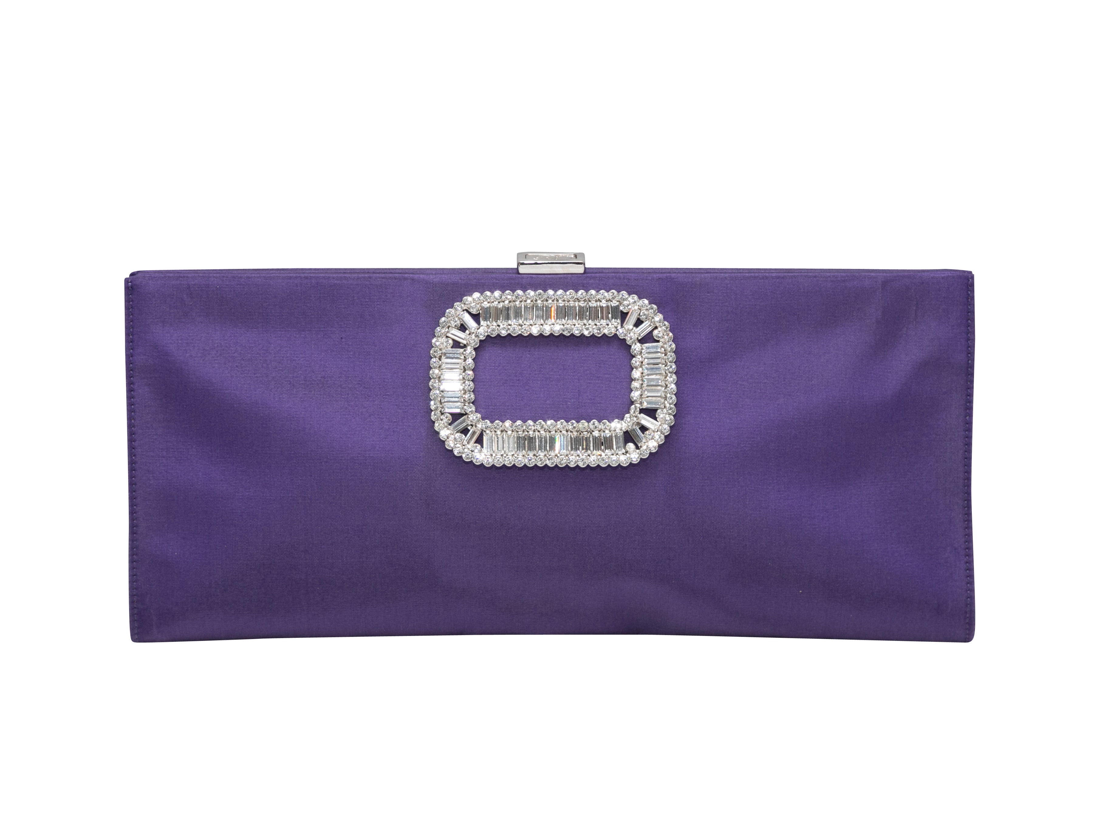 Purple Satin Crystal-Embellished CLutch