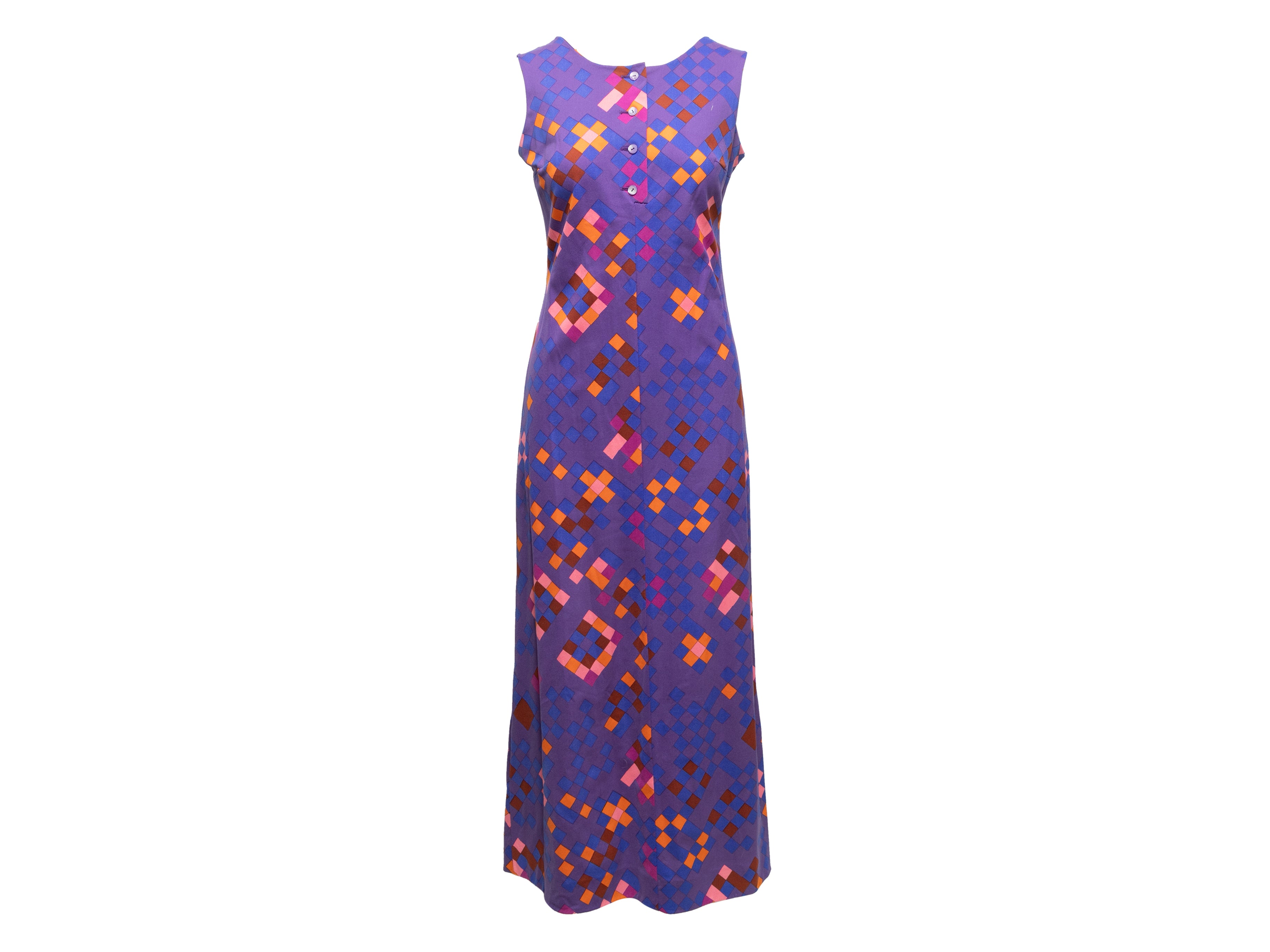 Purple & Multicolor Geometric Print Maxi Dress Size FR 42
