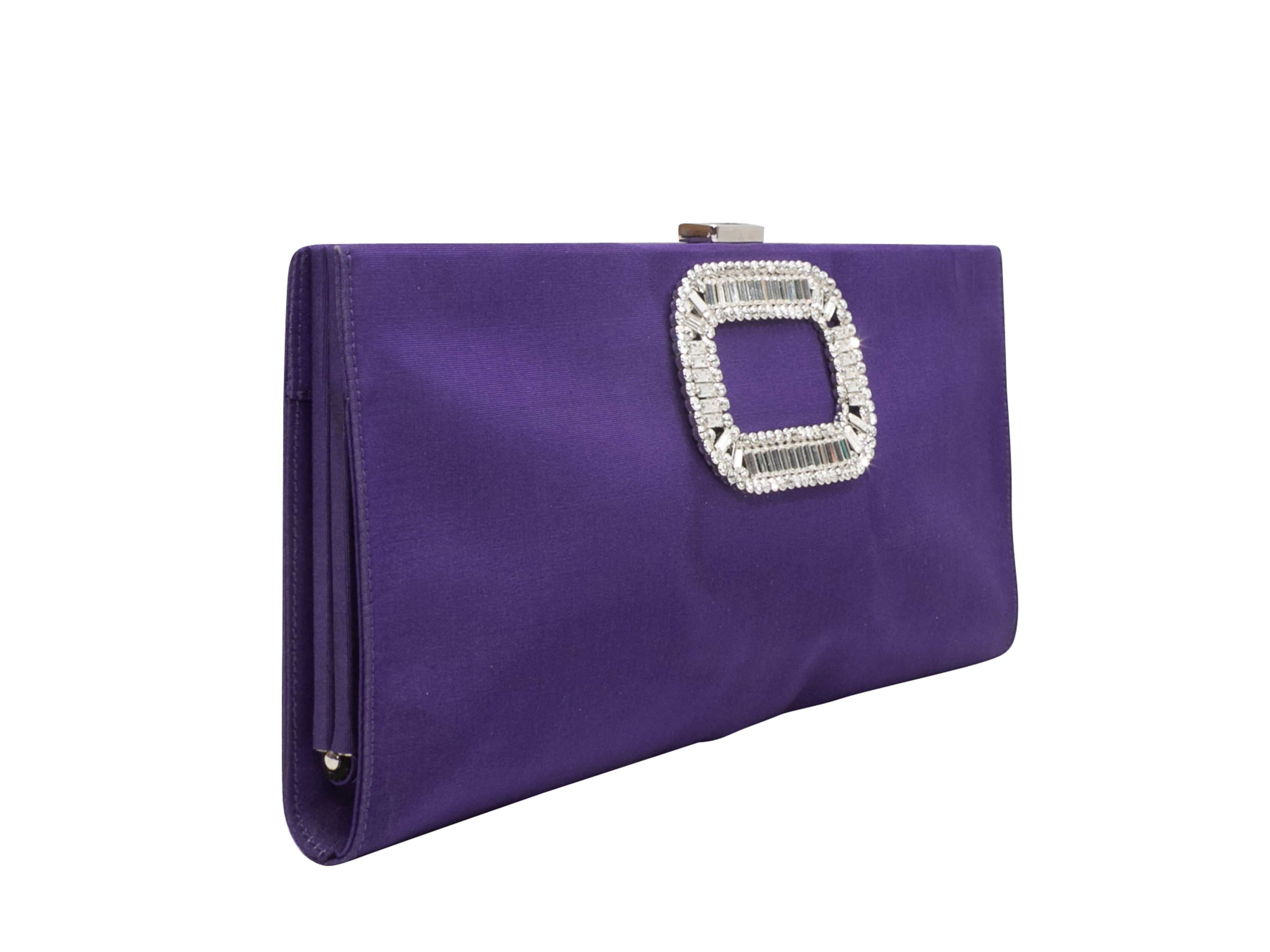 Purple Satin Crystal-Embellished CLutch