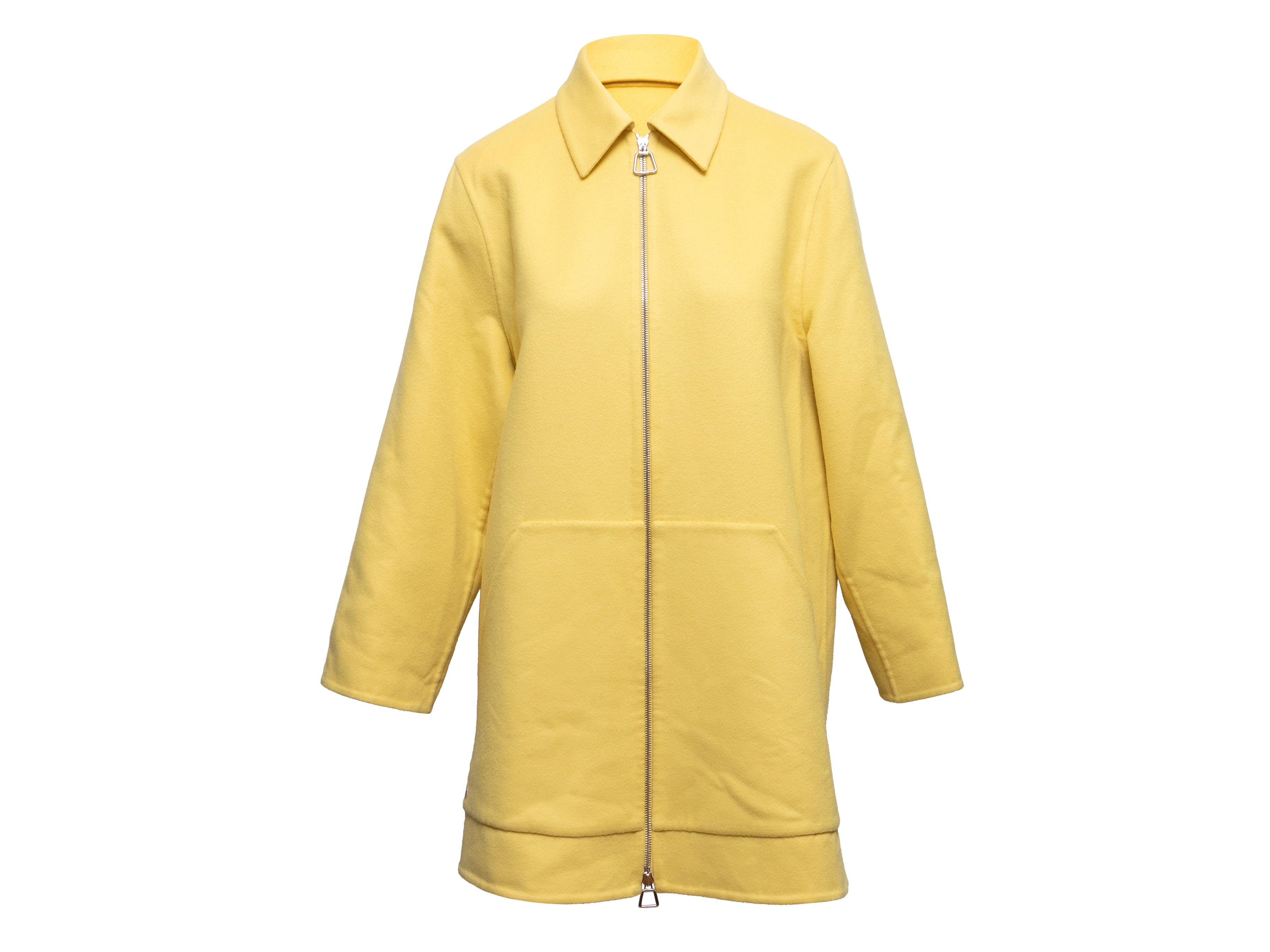 Yellow Mimoa Virgin Wool Zip Coat Size US 4
