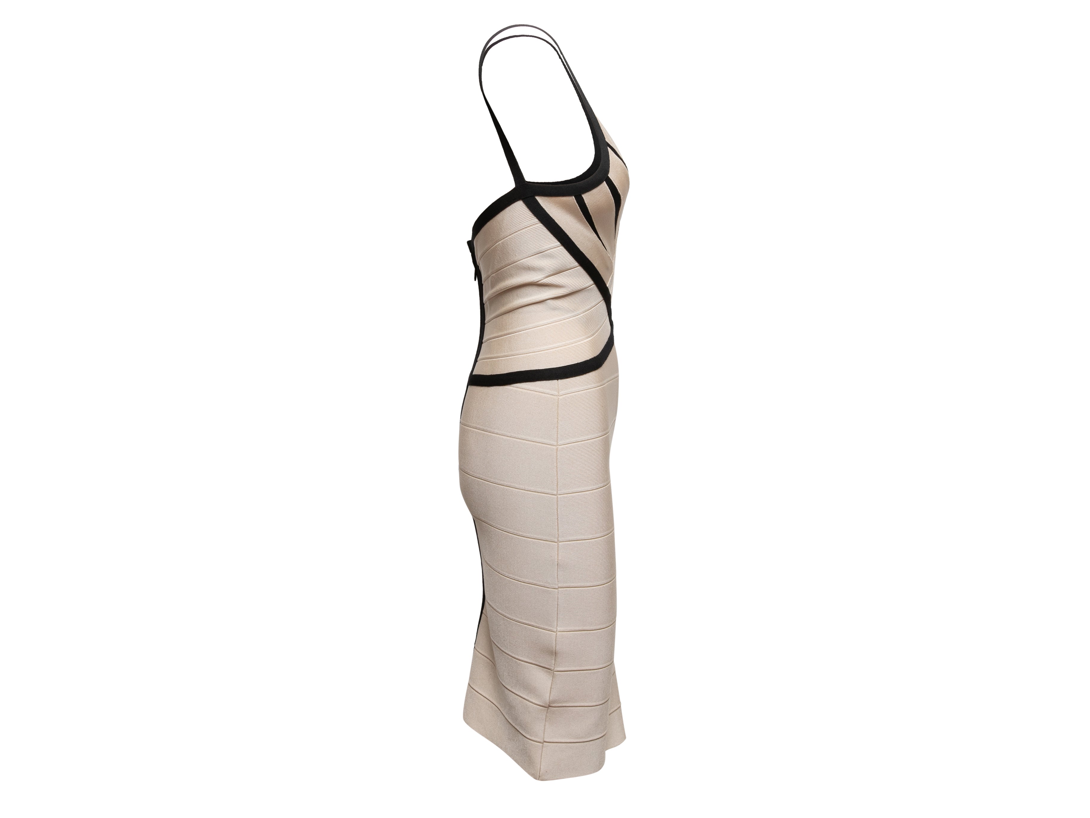 Cream & Black Sleeveless Bandage Dress Size US S