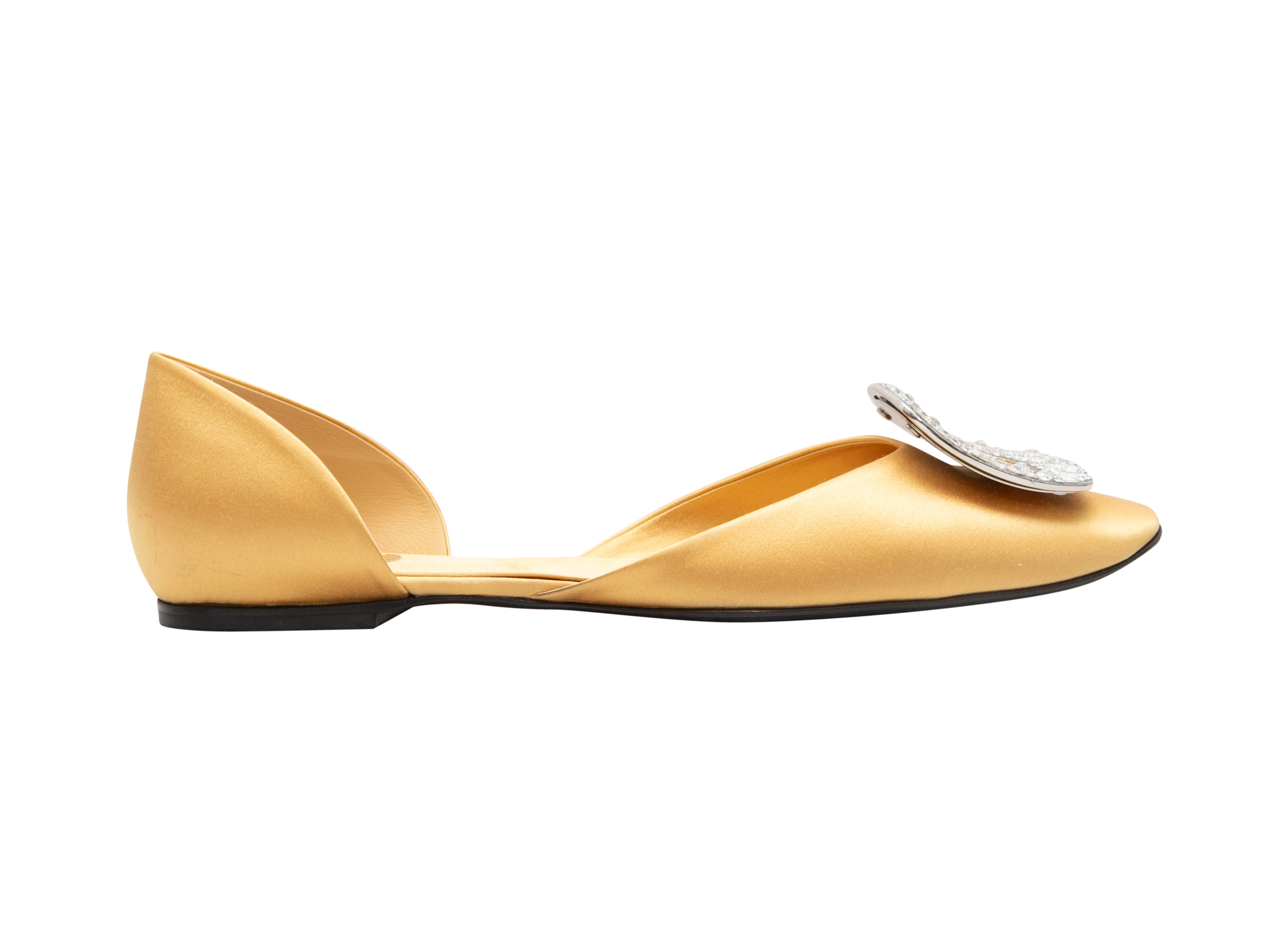 Yellow Satin D' Buckle Flats Size 39