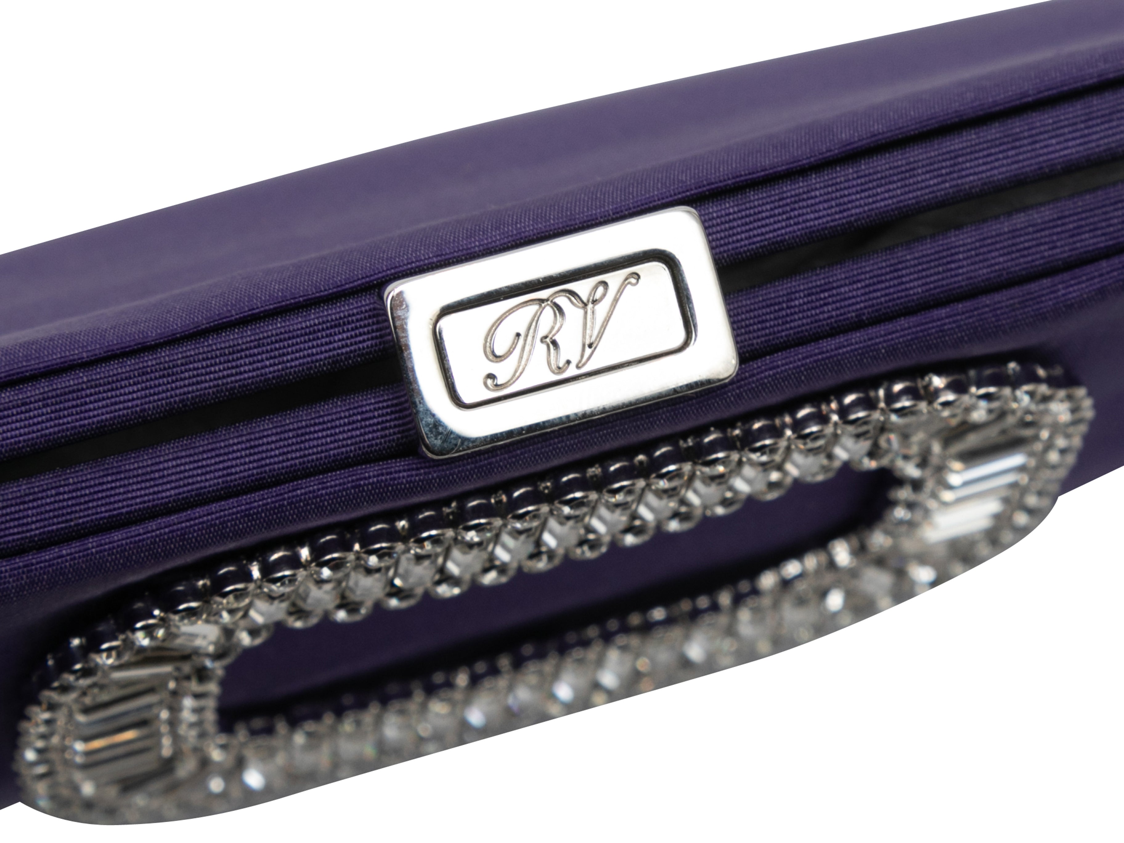 Purple Satin Crystal-Embellished CLutch