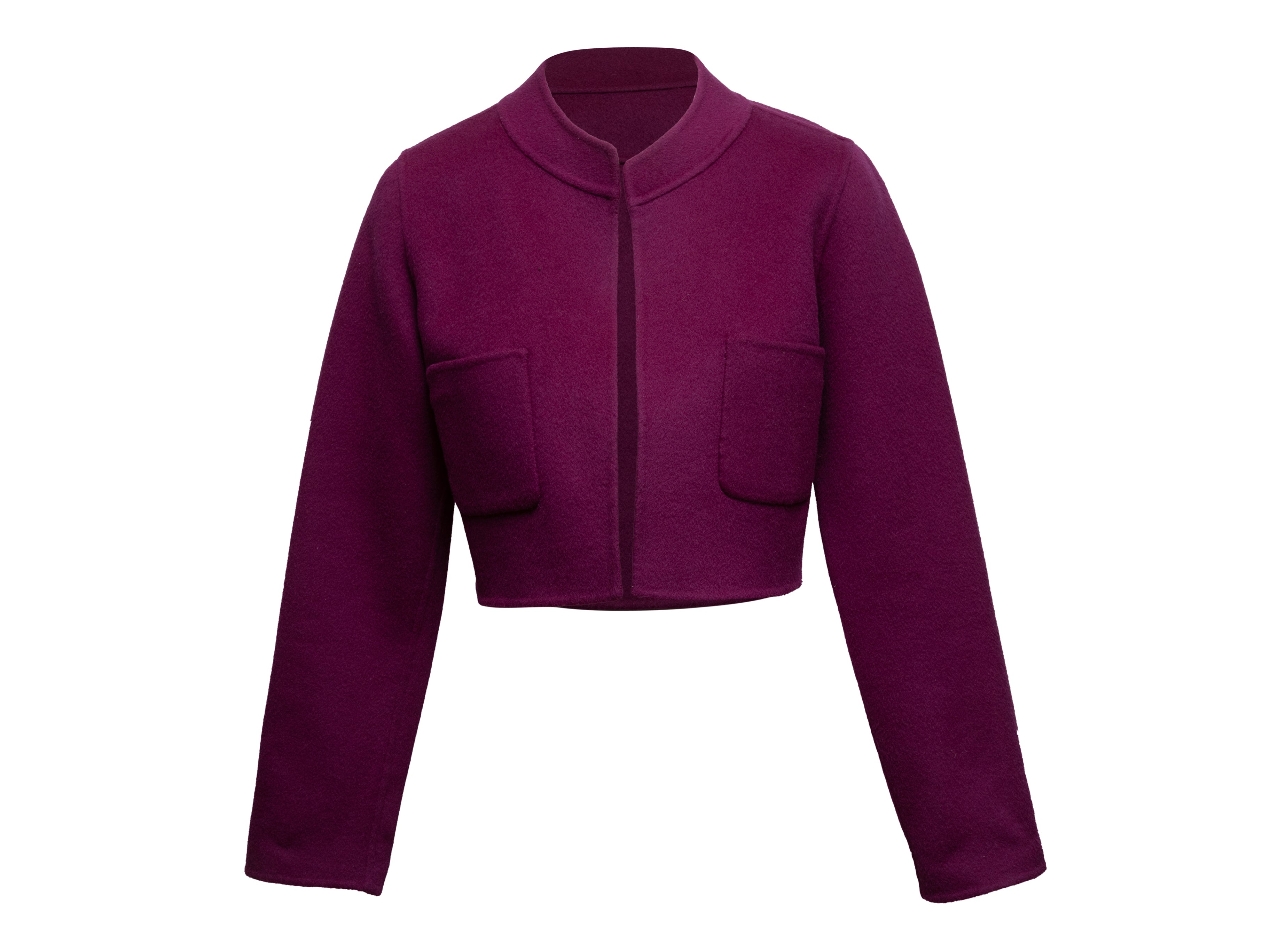 Purple Cropped Wool & Cashmere Jacket Size EU 34