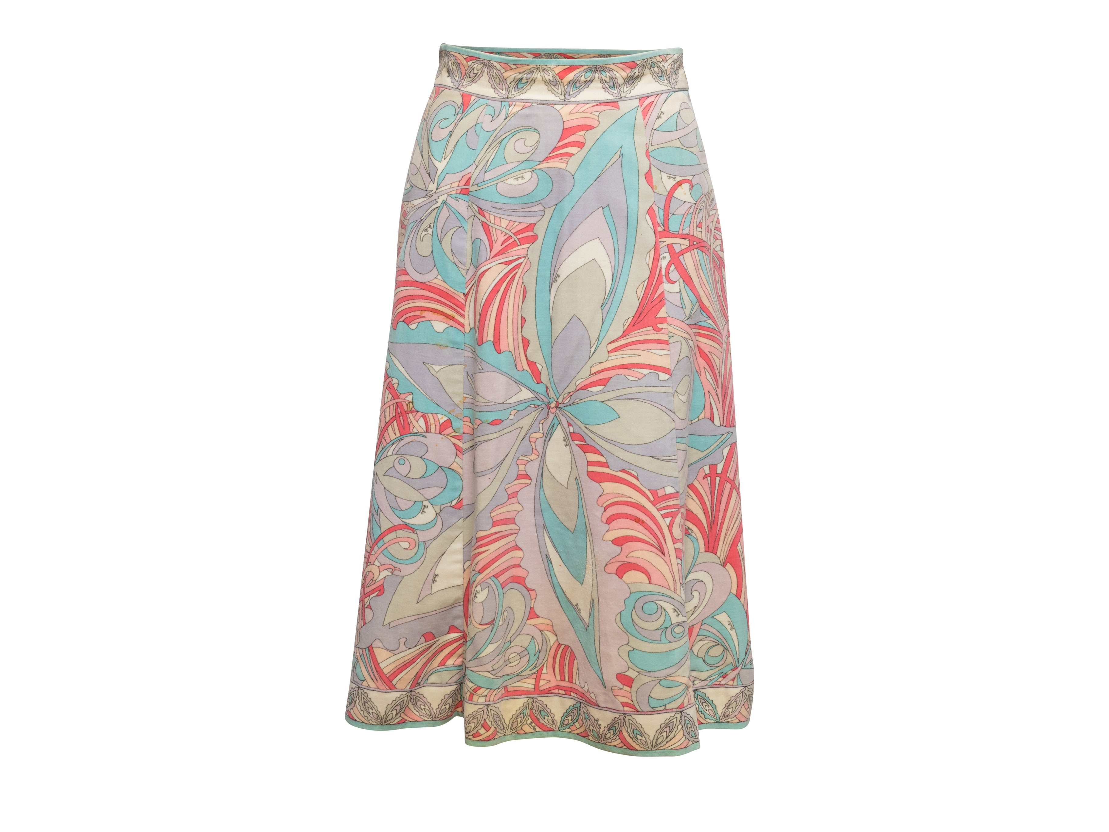 Lavender & Multicolor 60s Printed Skirt