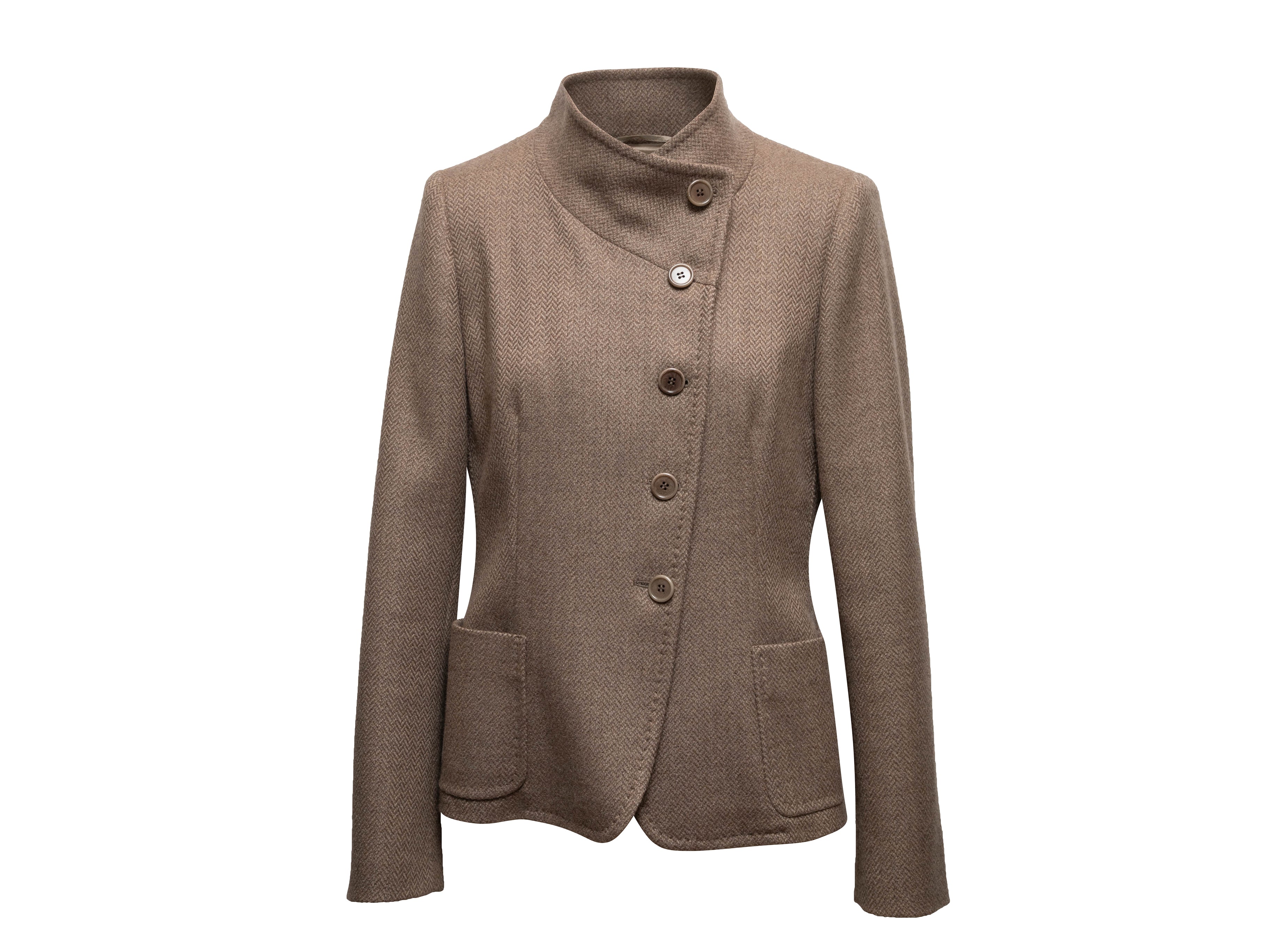 Brown Virgin Wool & Cashmere Jacket Size US 12