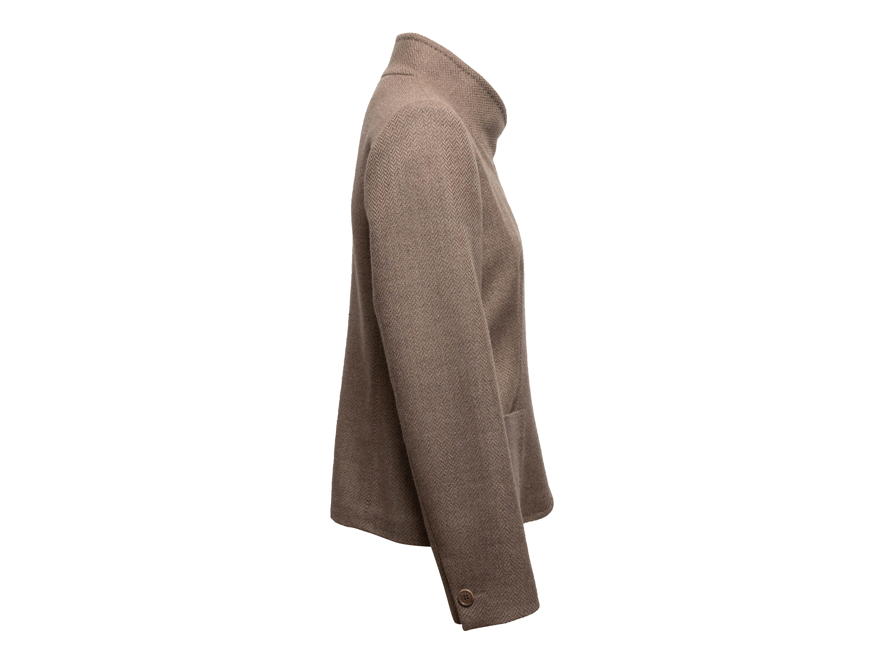 Brown Virgin Wool & Cashmere Jacket Size US 12