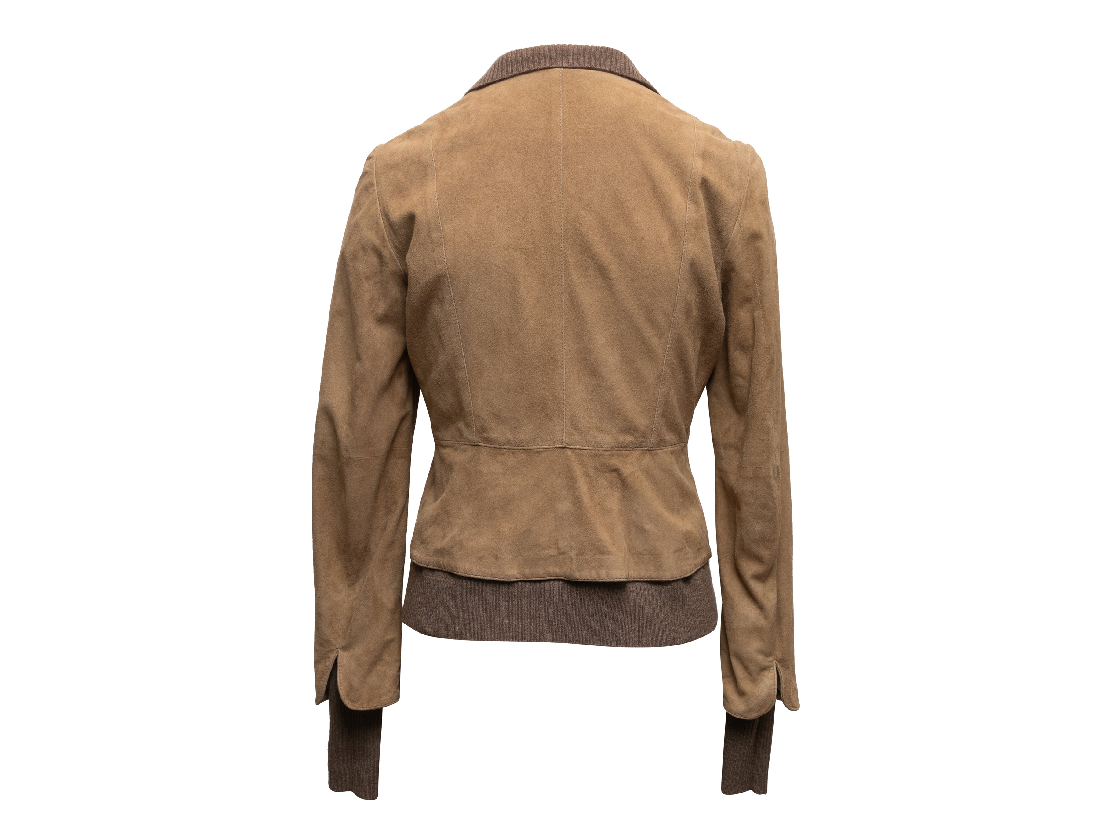 Brown Suede & Knit Layered Blazer Size US S