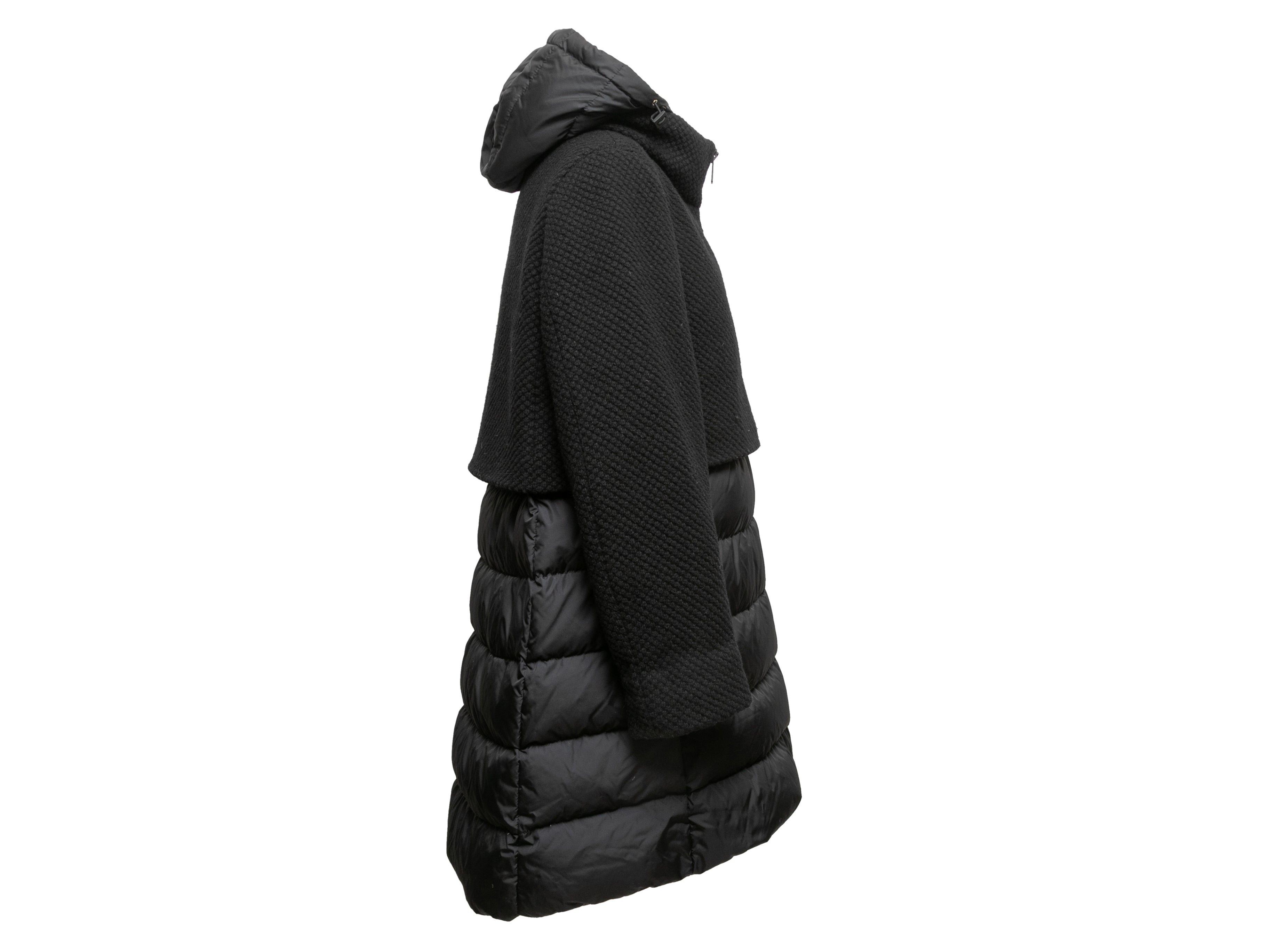 Black Hooded Down Puffer Coat Size IT 50