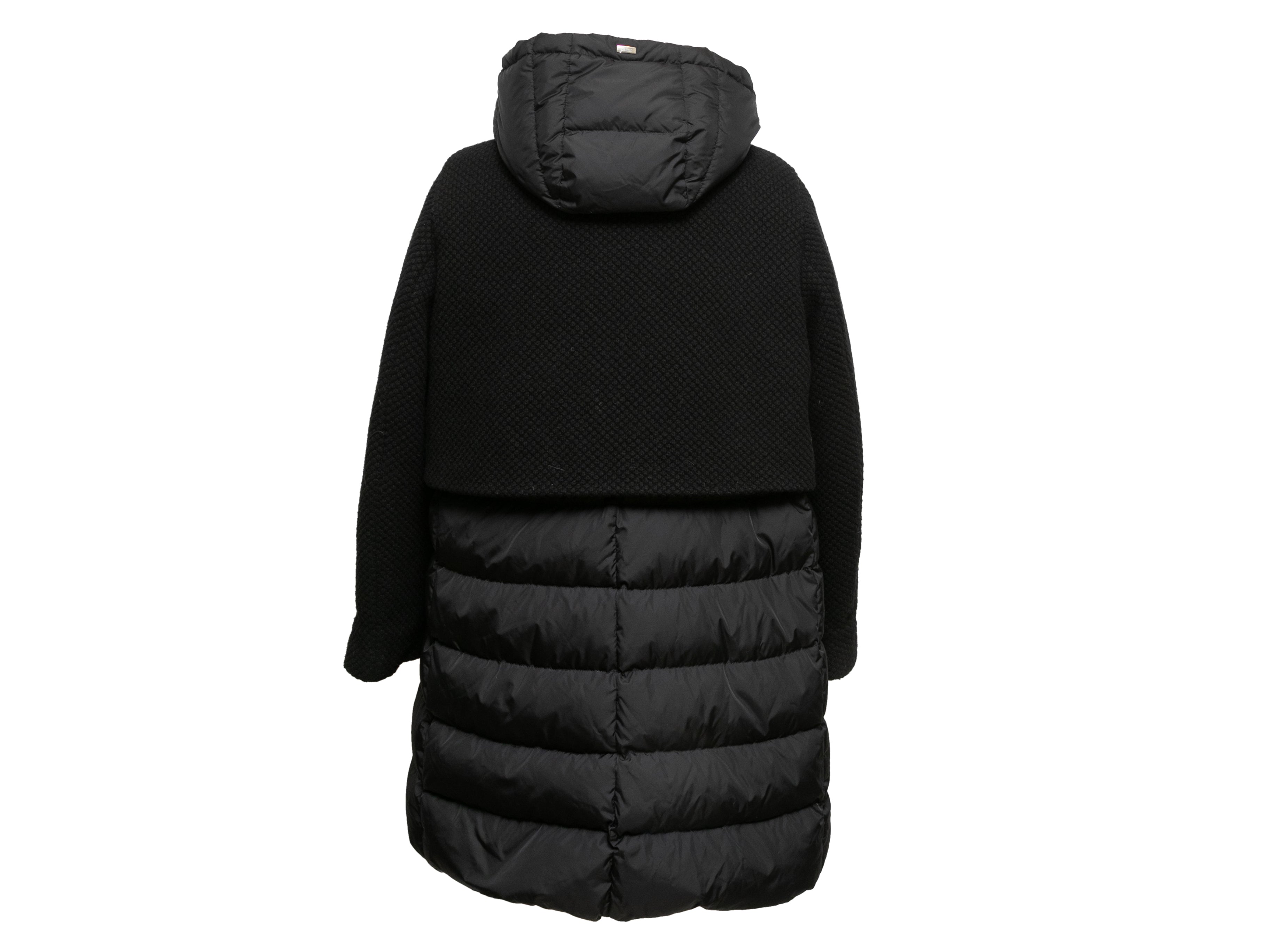 Black Hooded Down Puffer Coat Size IT 50