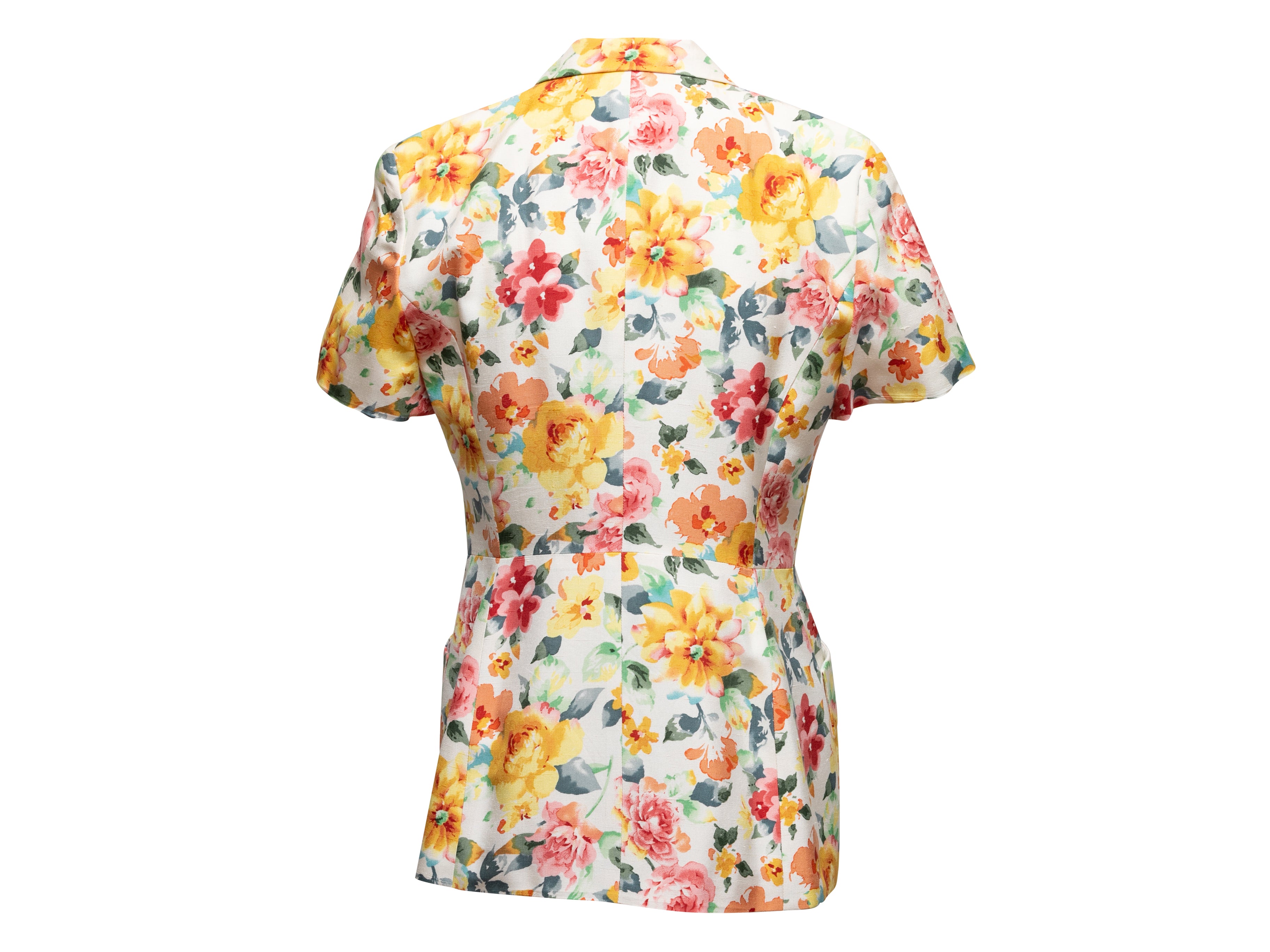 Multicolor Floral Print Short Sleeve Jacket Size US 8