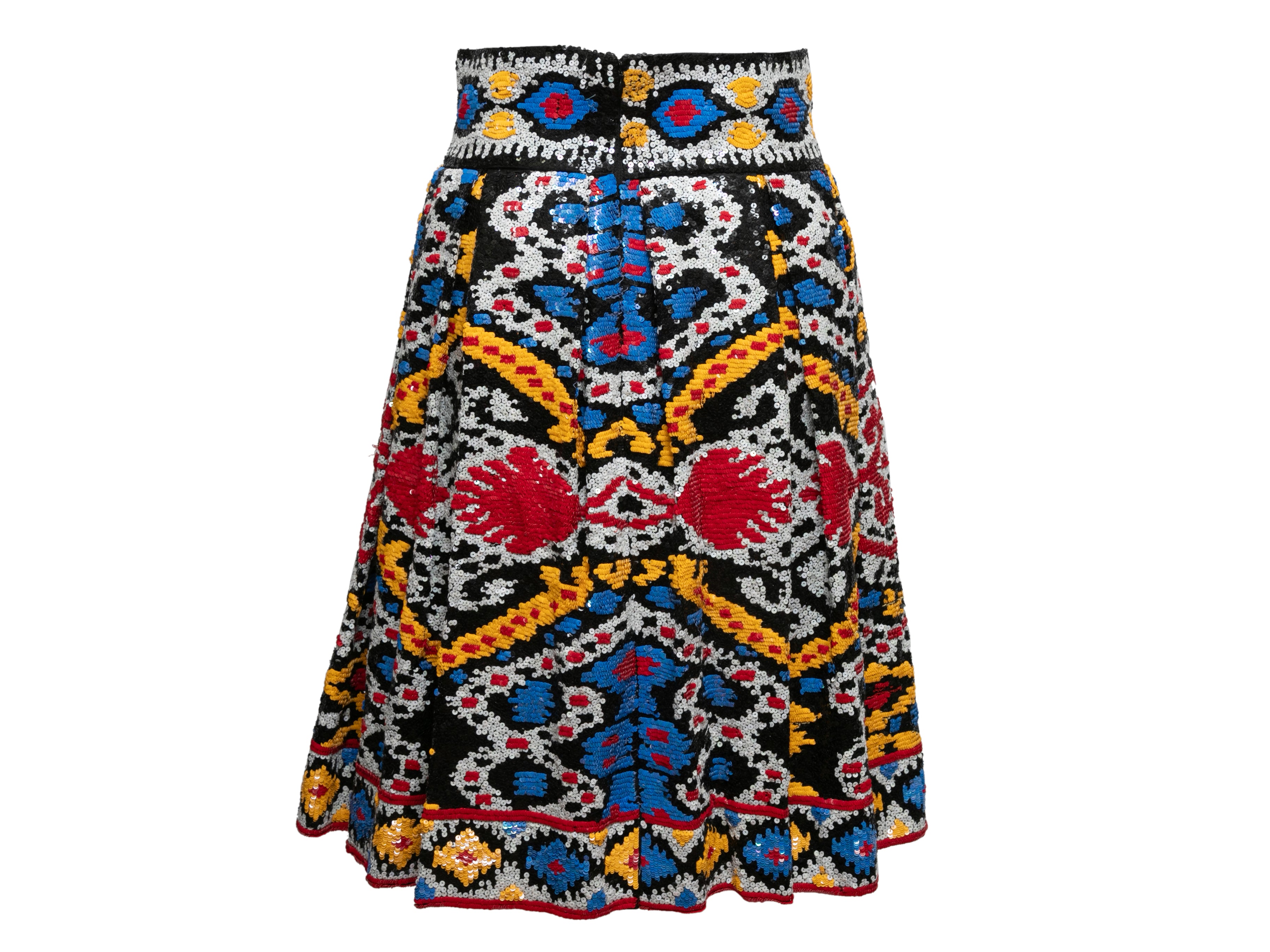 Multicolor Silk Sequin-Embellished Skirt Size US S/M