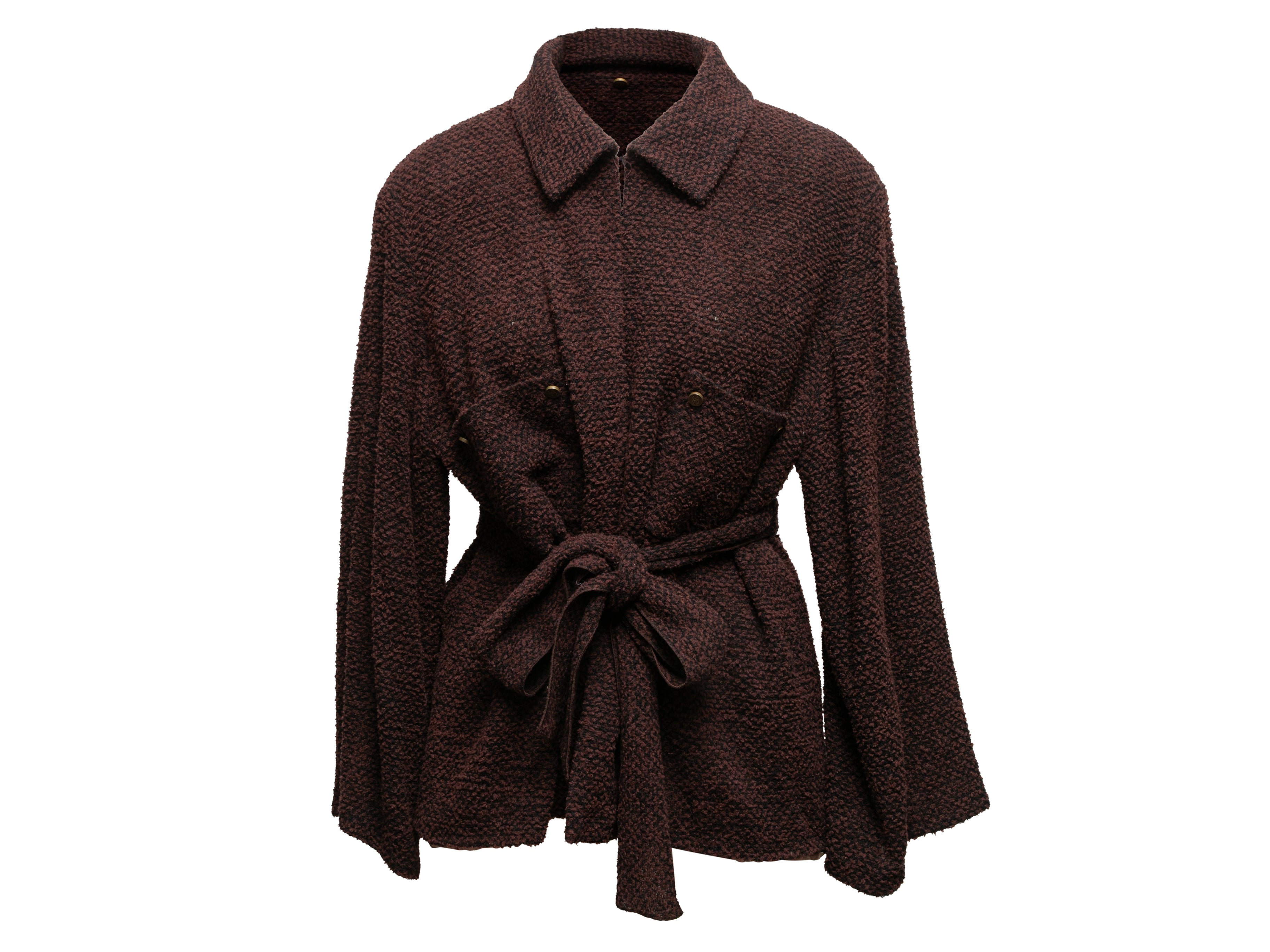 Brown & Black Wool Boucle Jacket Size US M/L