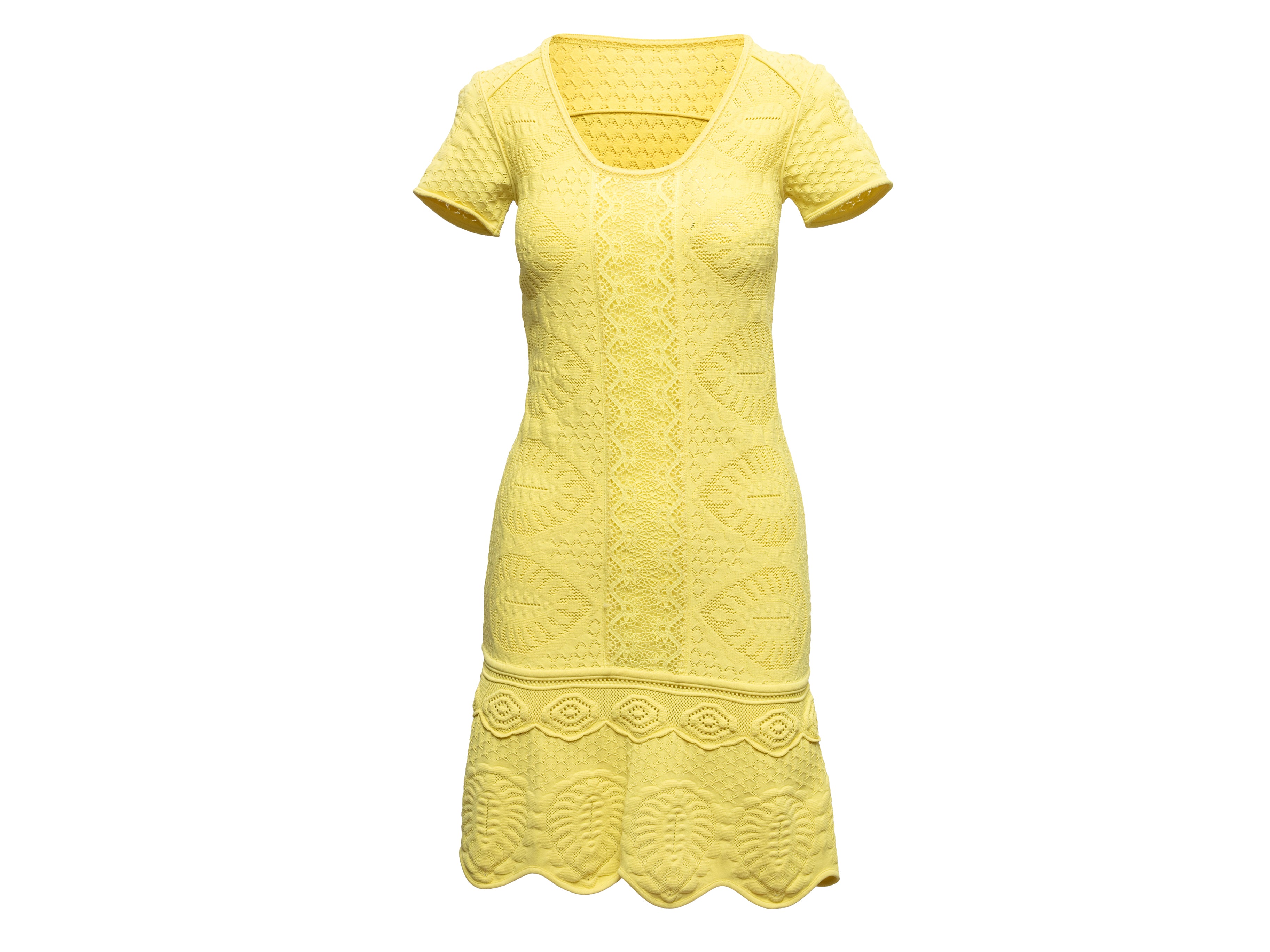 Yellow Knit Short Sleeve Dress Size IT 40