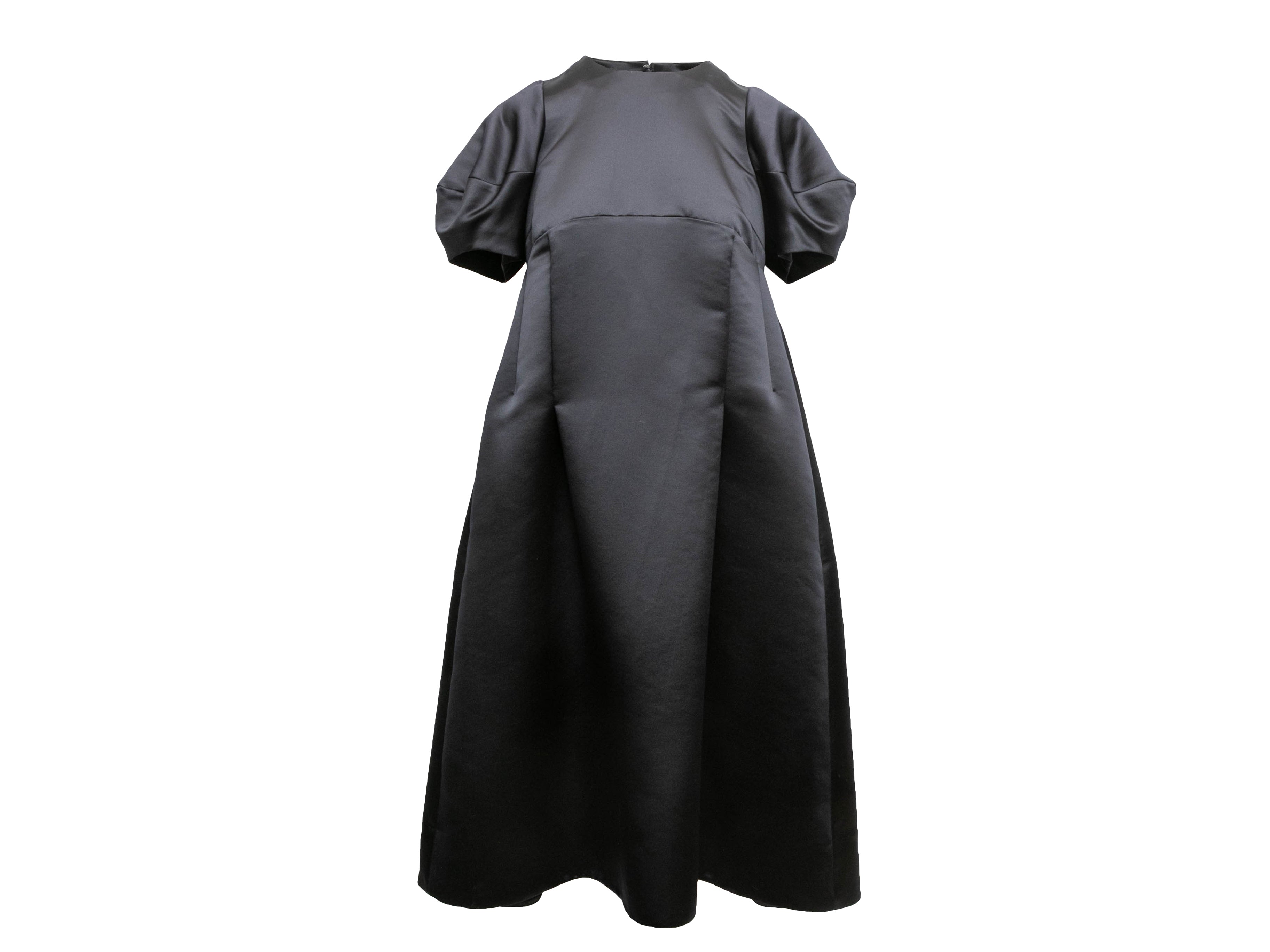 Black Puff Sleeve Satin Dress Size US S