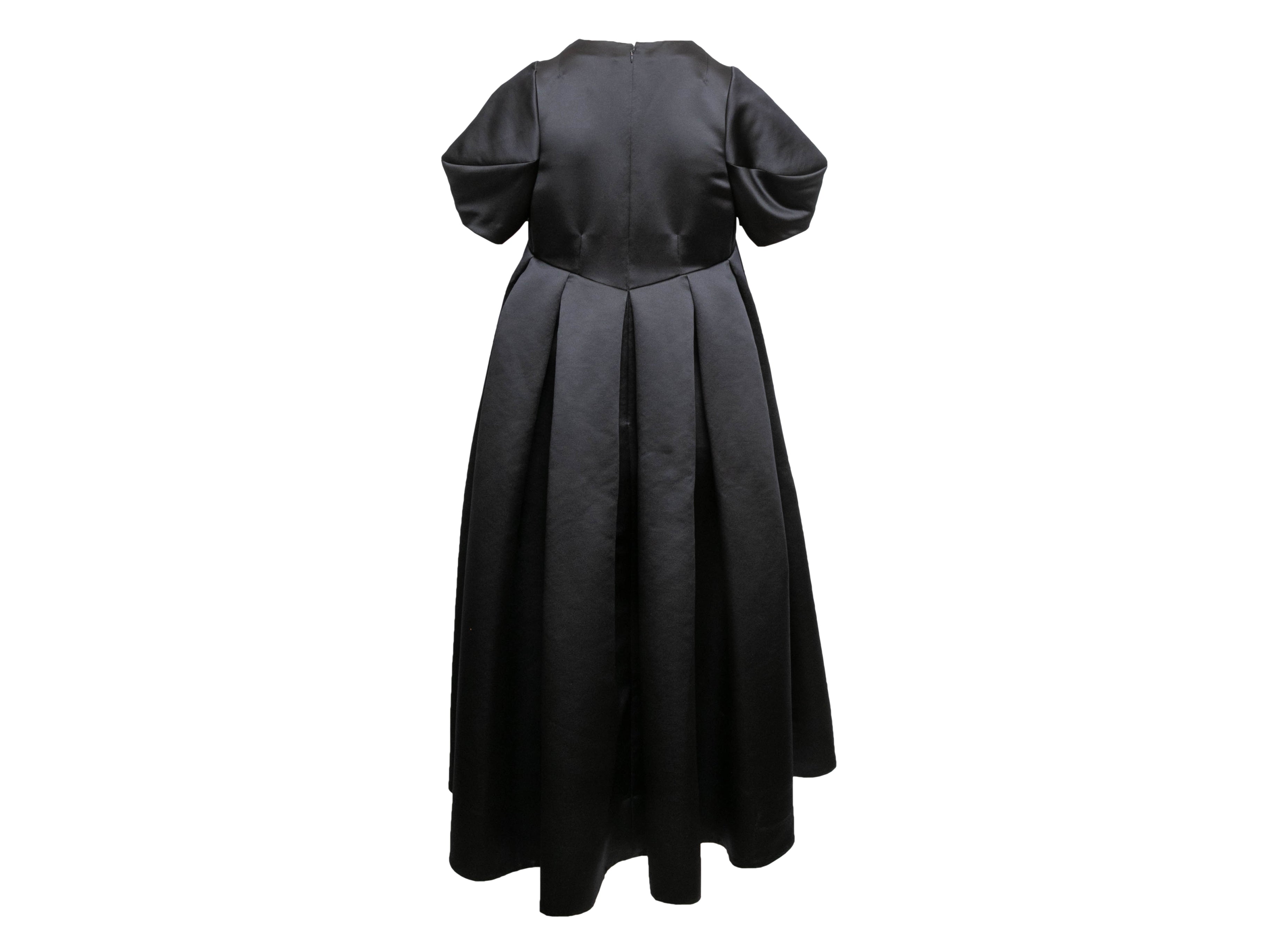 Black Puff Sleeve Satin Dress Size US S