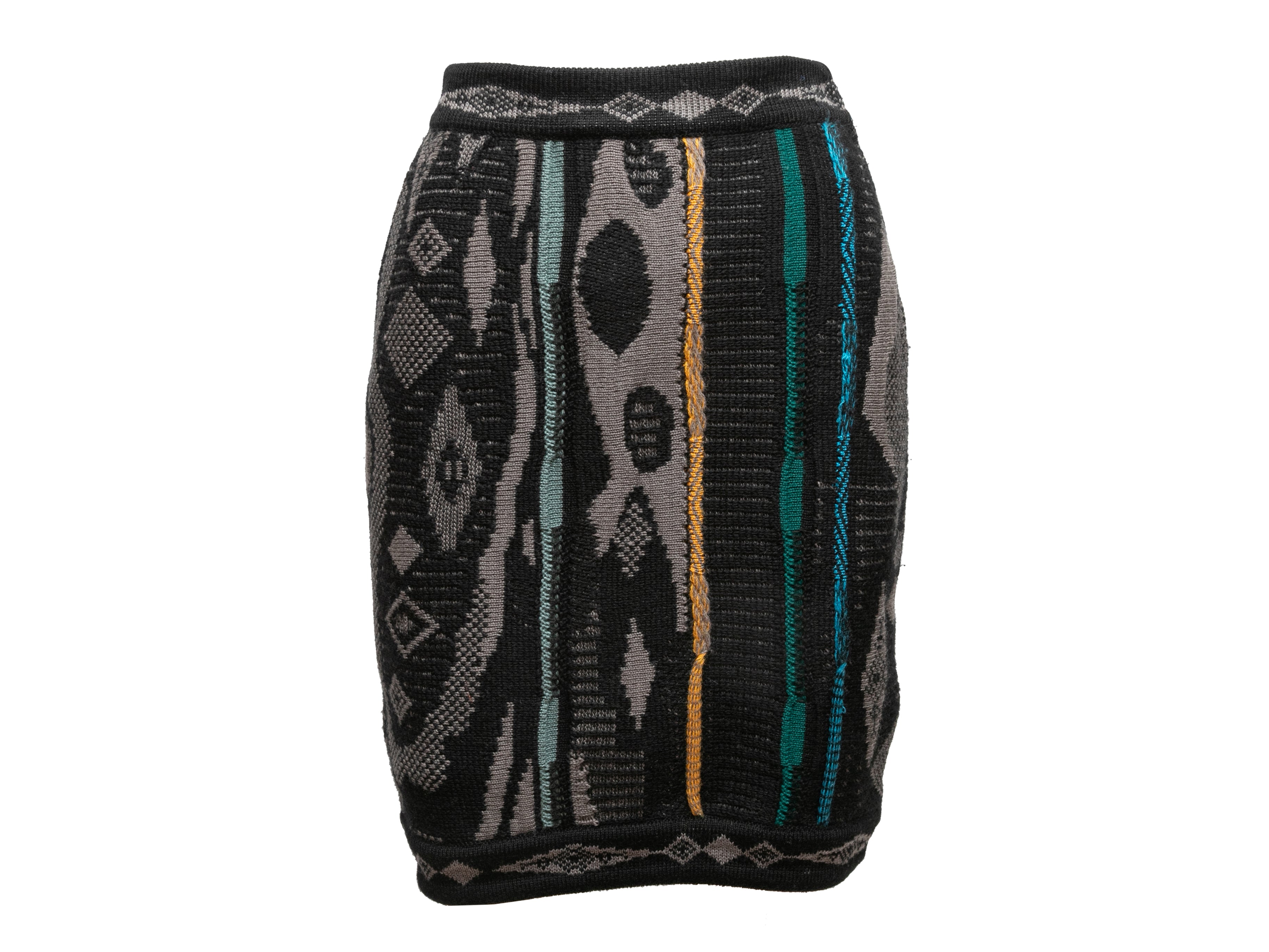 Black & Multicolor Wool Knit Skirt Size US M