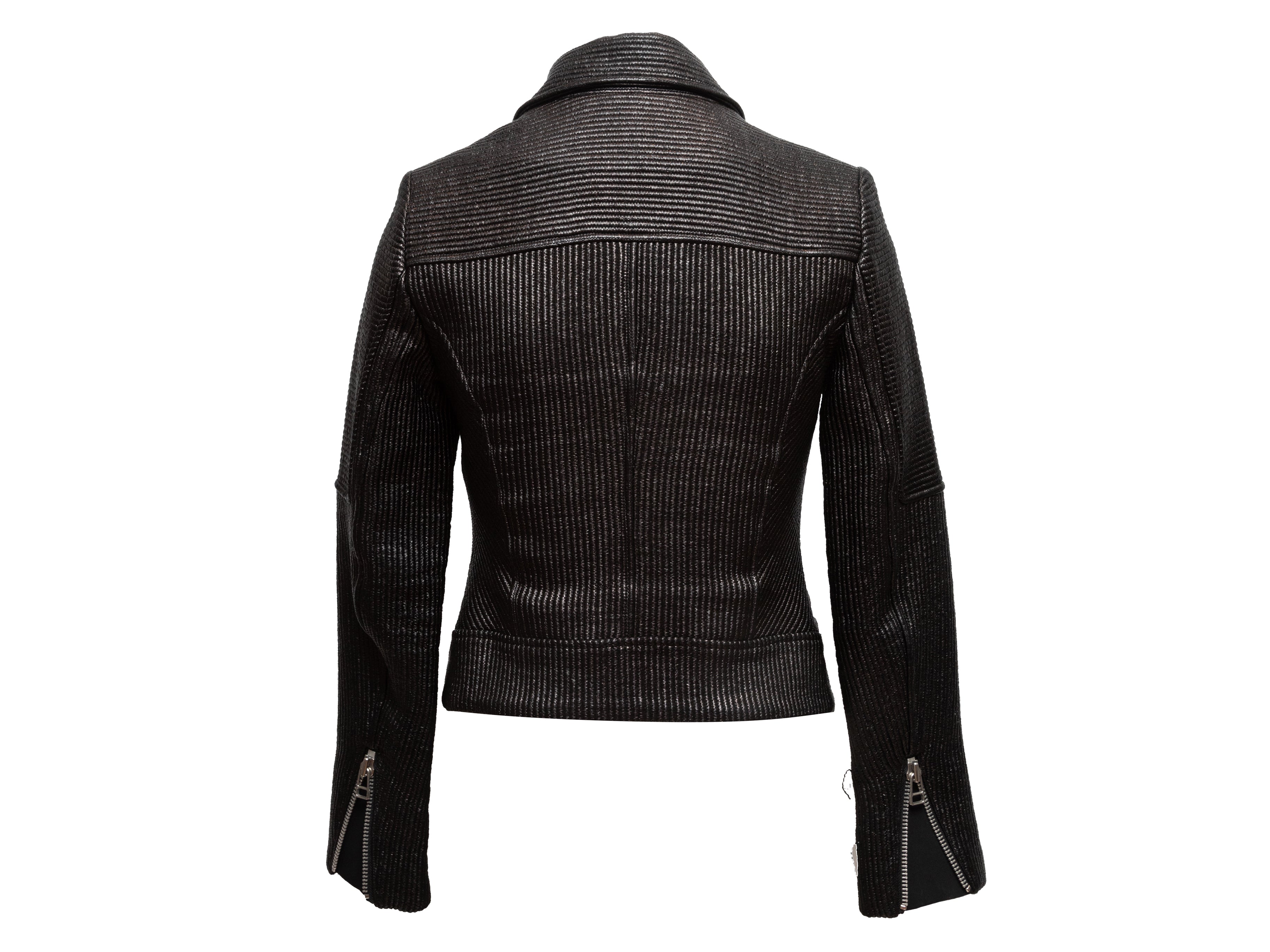 Black Ribbed Cotton Moto Jacket