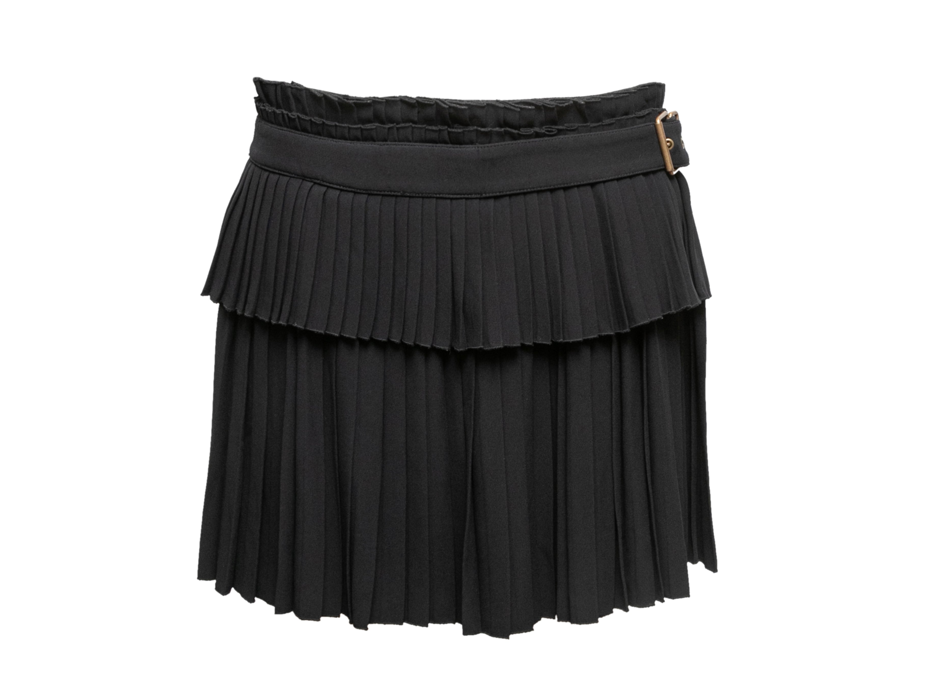 Black Pleated Buckle Mini Skirt Size IT 38