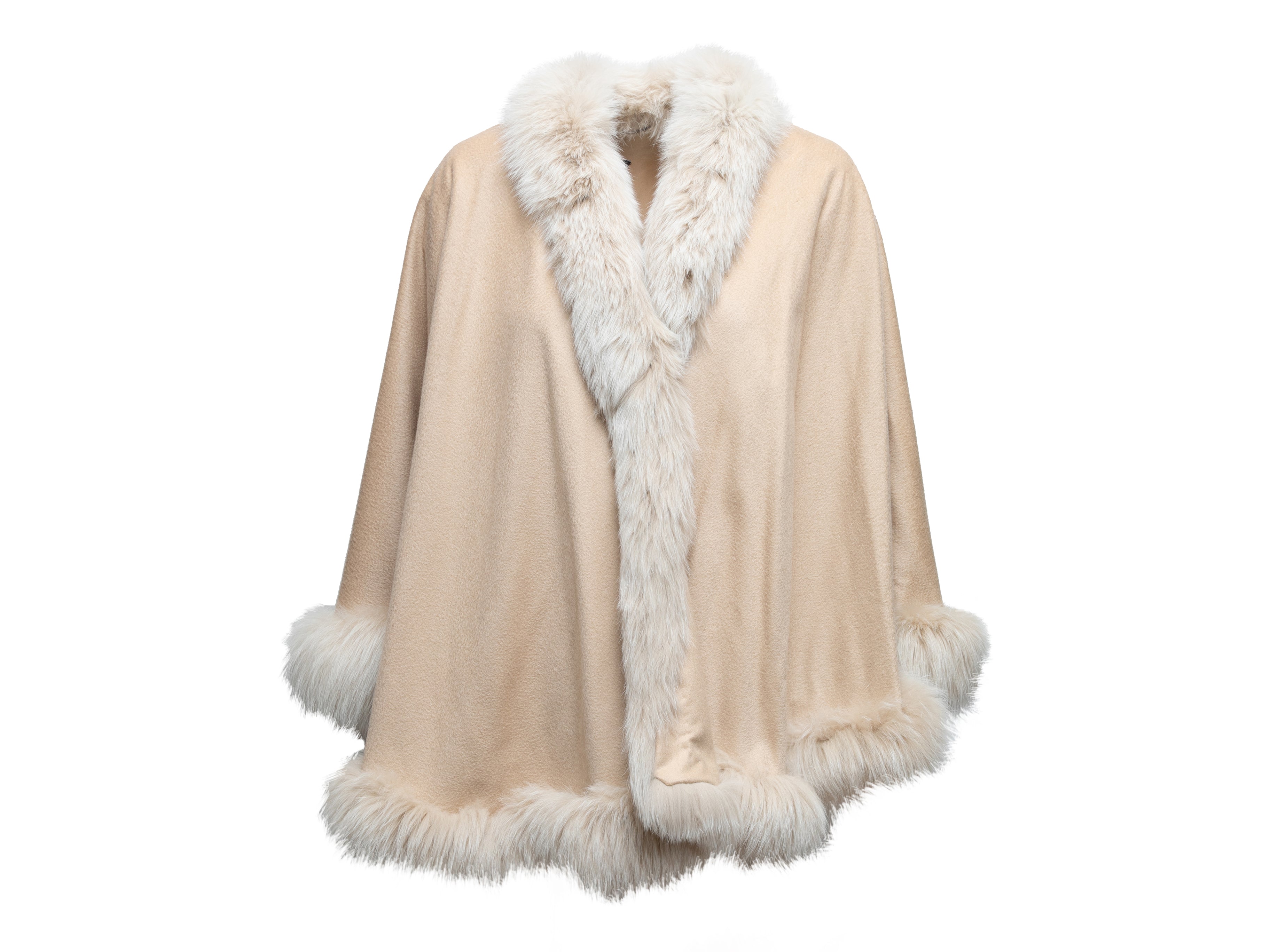 Fur-Trimmed Cashmere Cape Size S