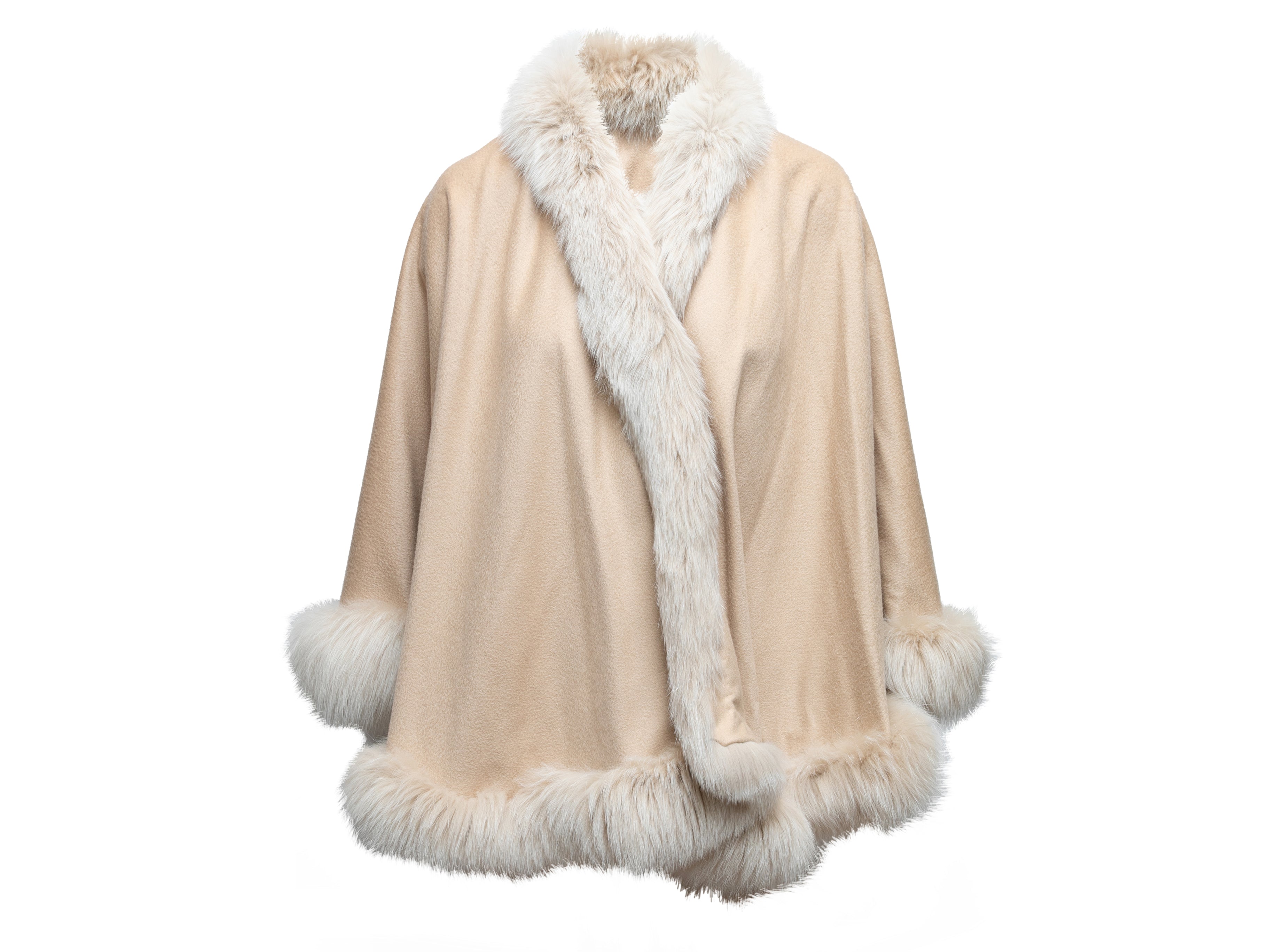Fur-Trimmed Cashmere Cape Size S
