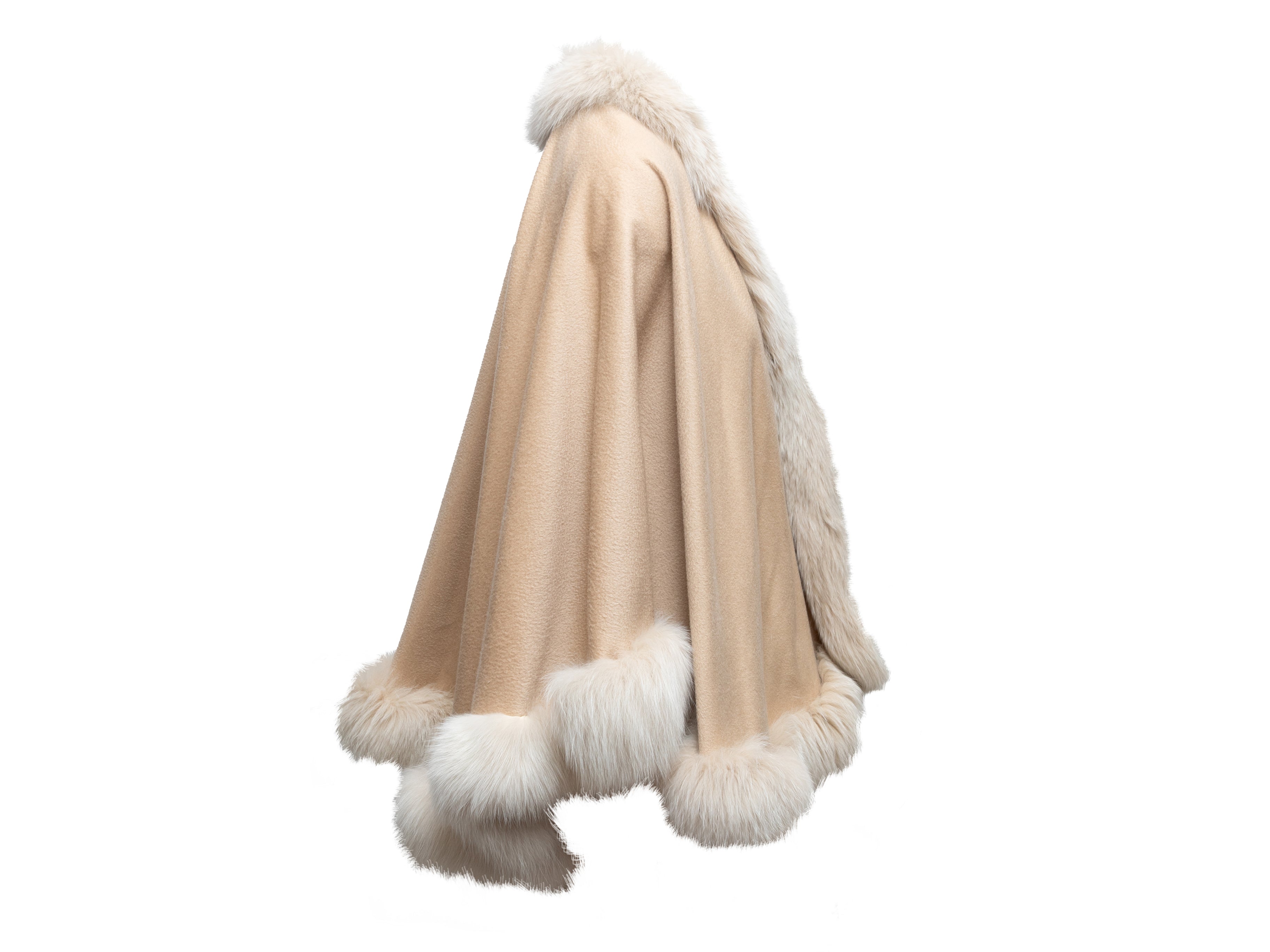 Fur-Trimmed Cashmere Cape Size S